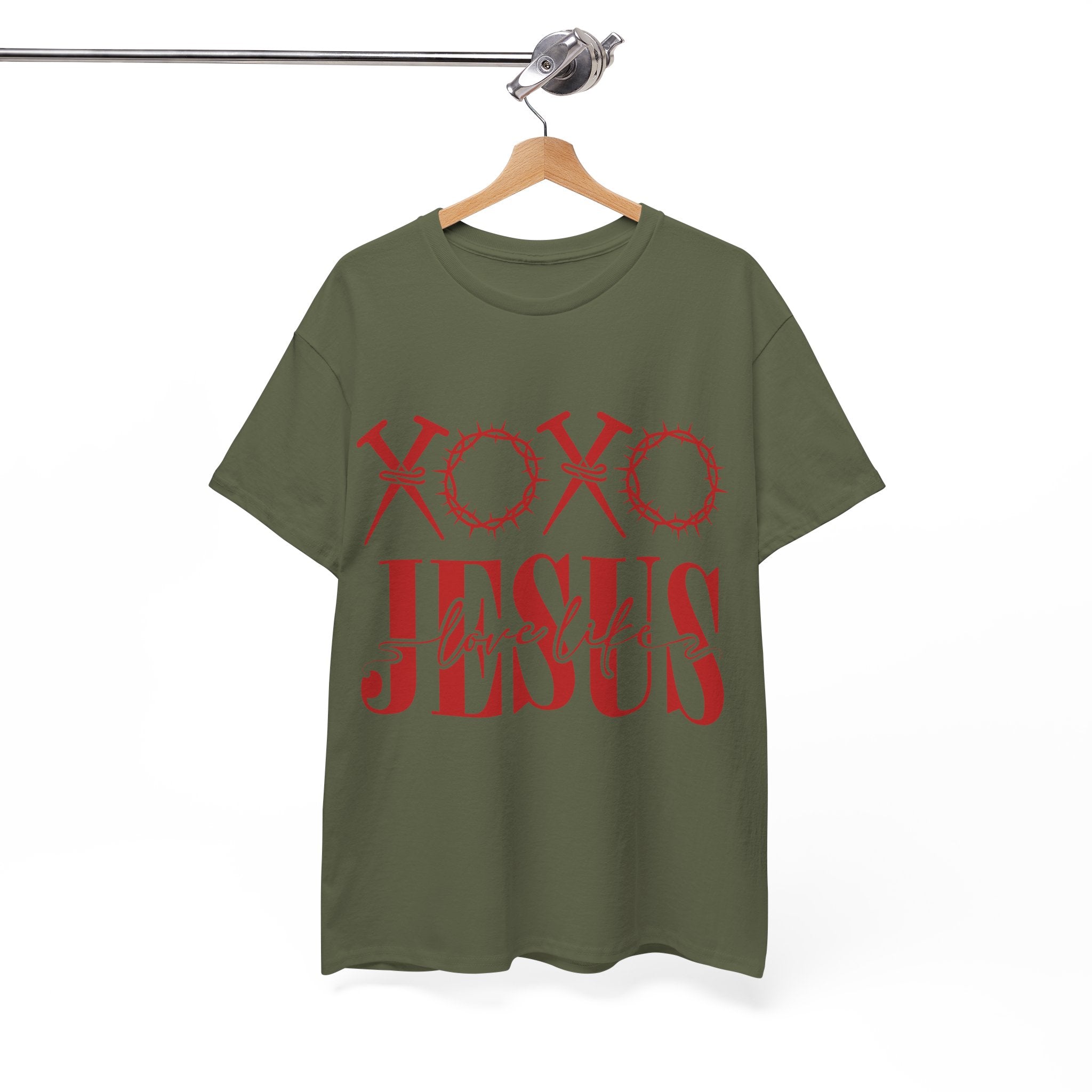 Christian Valentine T-Shirt — "XOXO Jesus Love Life" Nails & Thorn Crown Design Unisex Cotton Tee