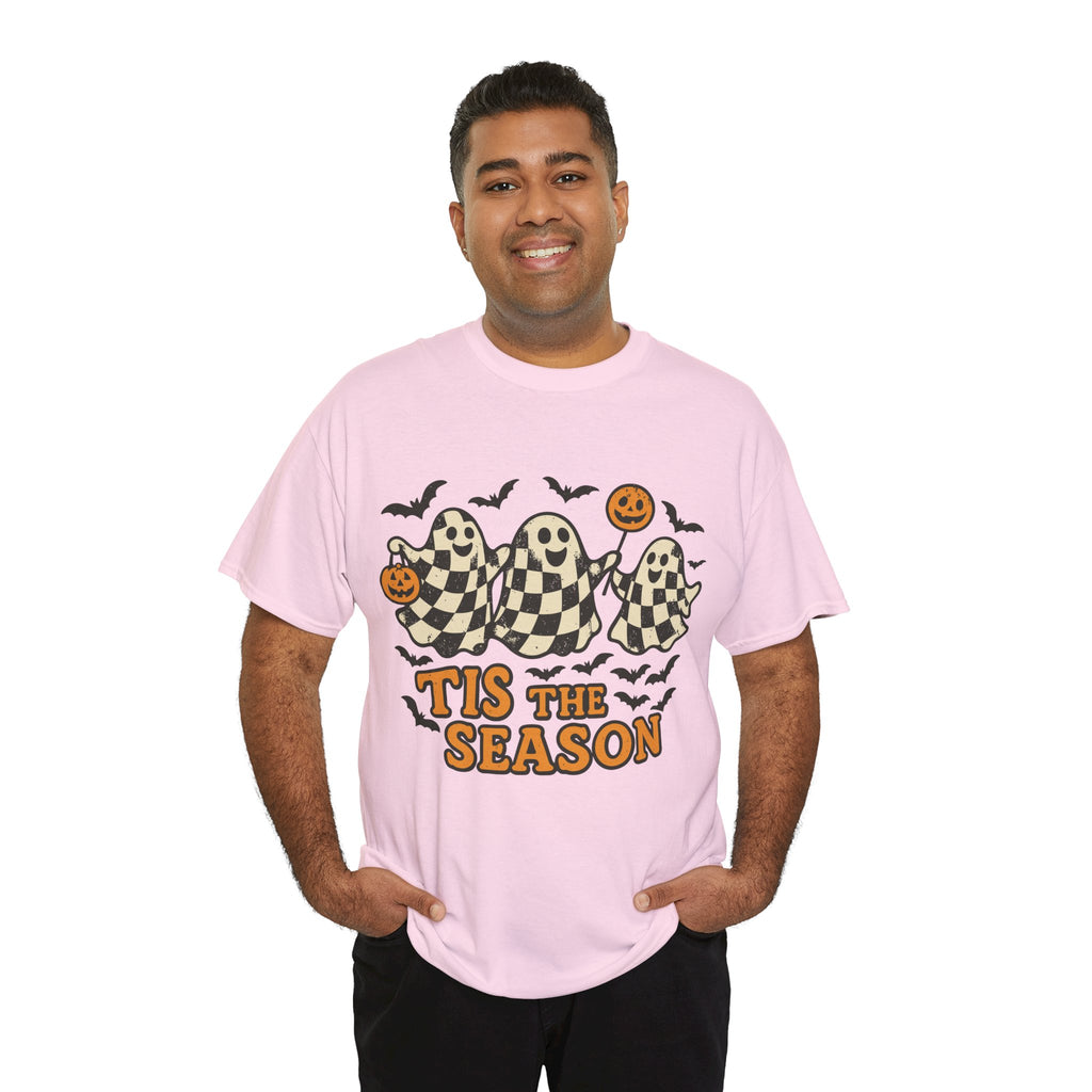 Halloween Ghosts Checker Pattern Unisex Cotton Tee
