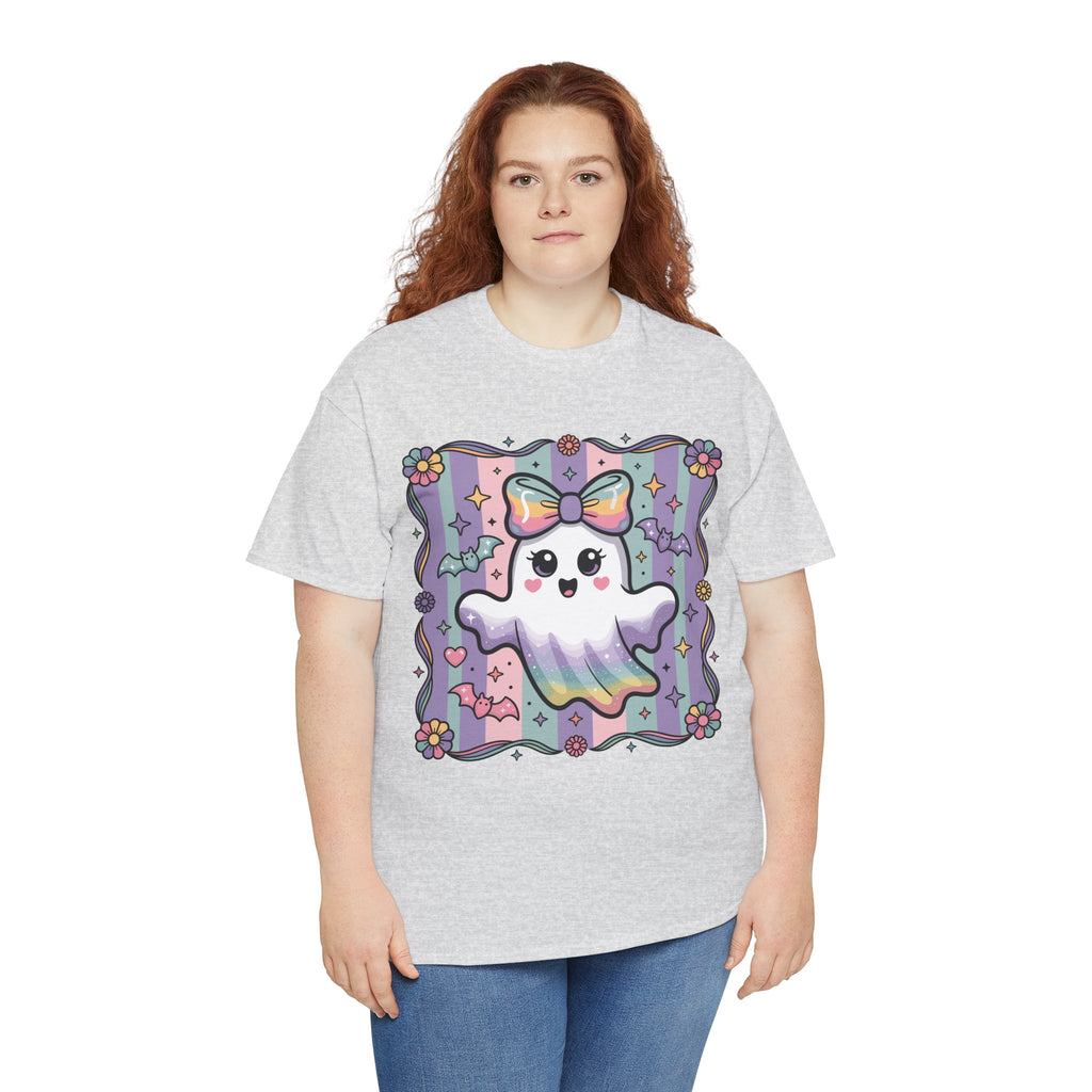 Pastel Ghost Rainbow Bow Unisex Cotton Tee