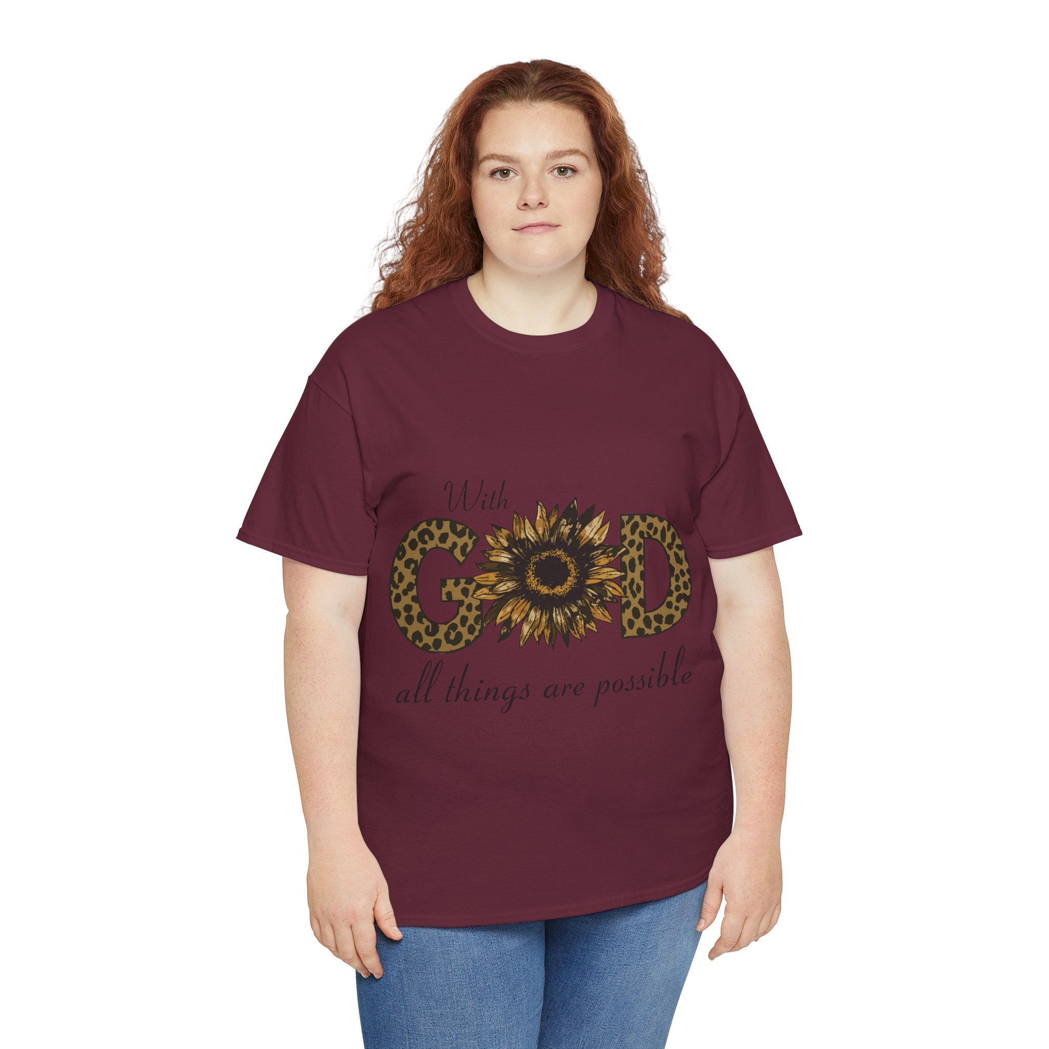 GOD Leopard Print Sunflower Unisex Cotton Tee