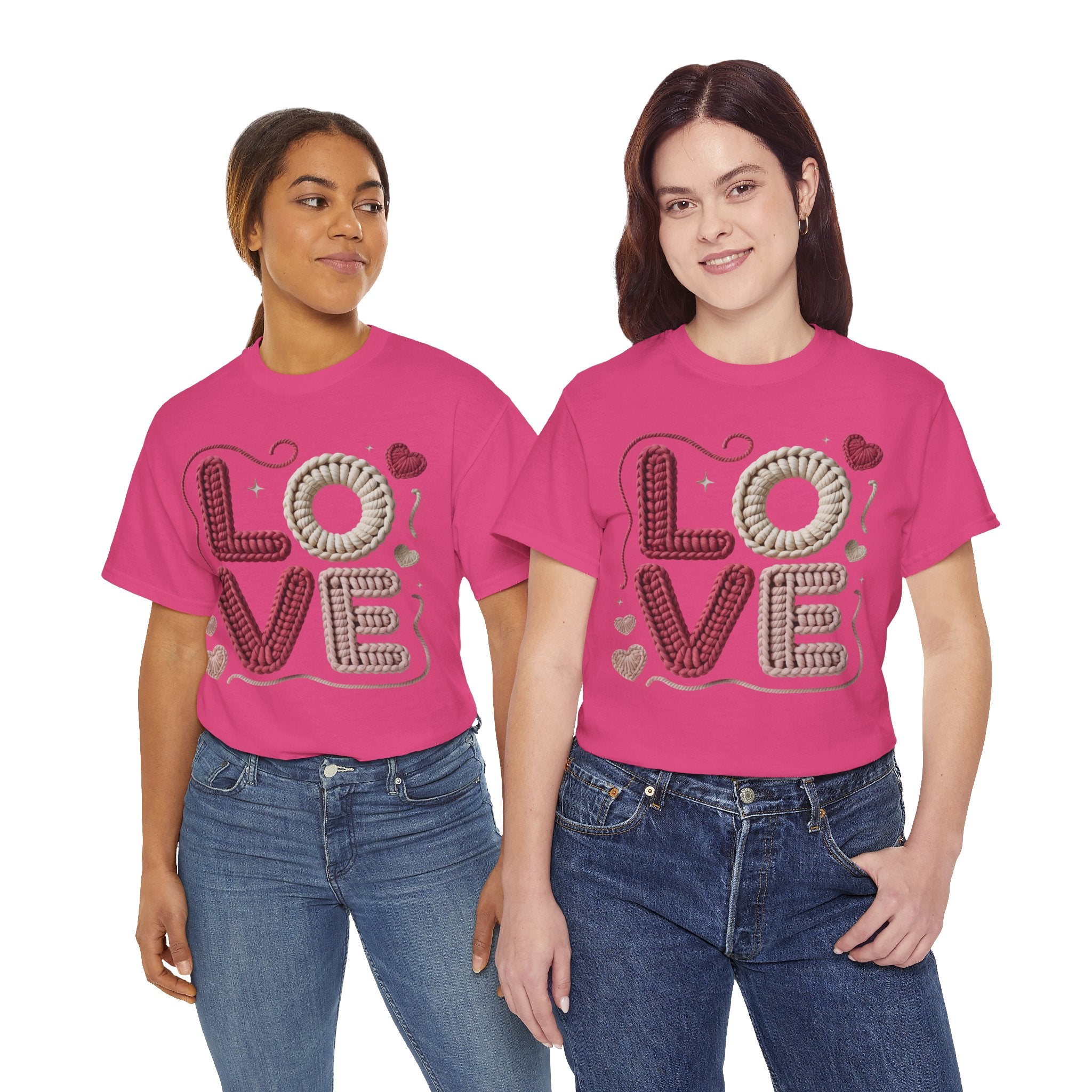 LOVE Faux Yarn Heart Unisex Cotton Tee