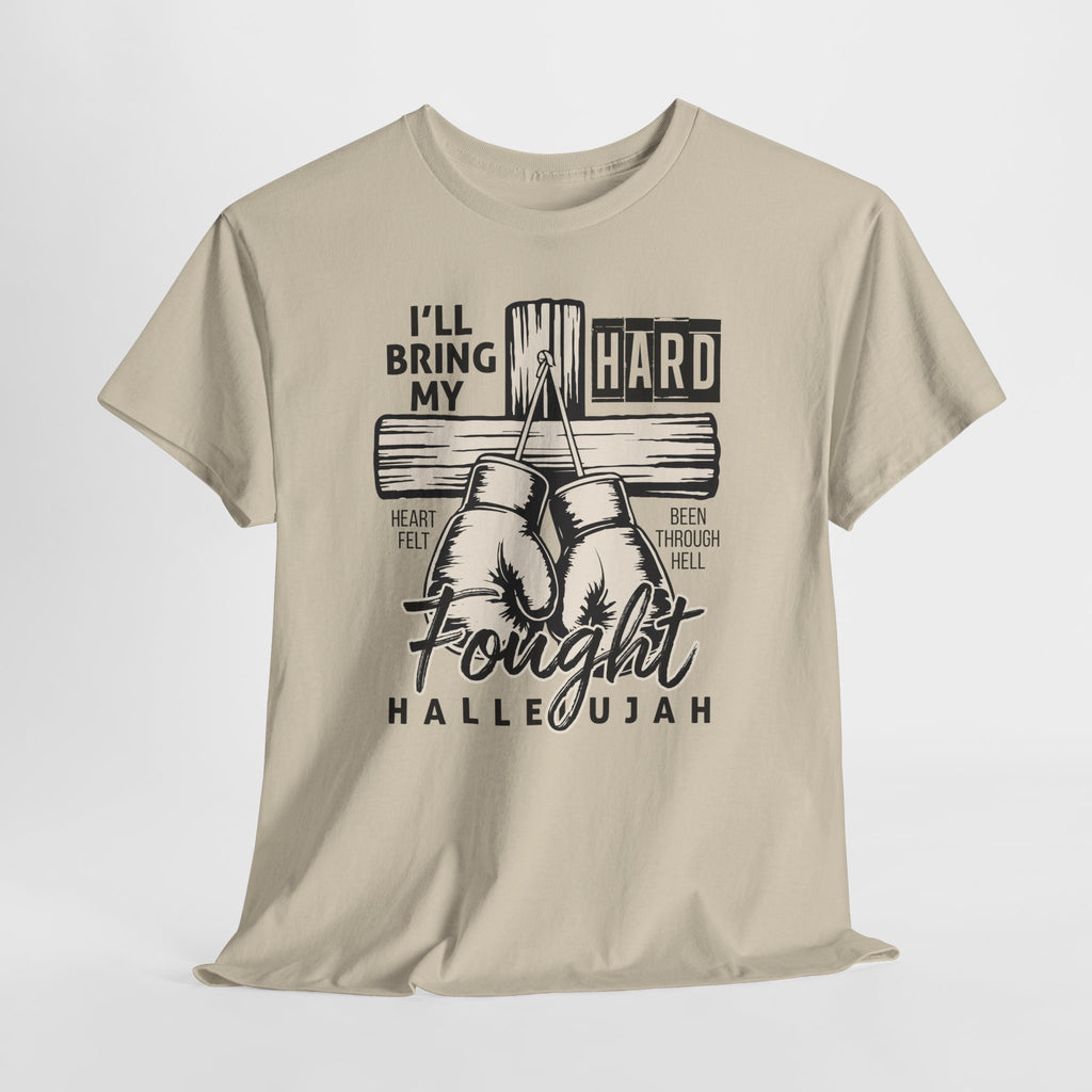 Christian Boxing Gloves Cross Tee — "I’ll Bring My Hard-Fought Heart."Unisex Cotton Tee