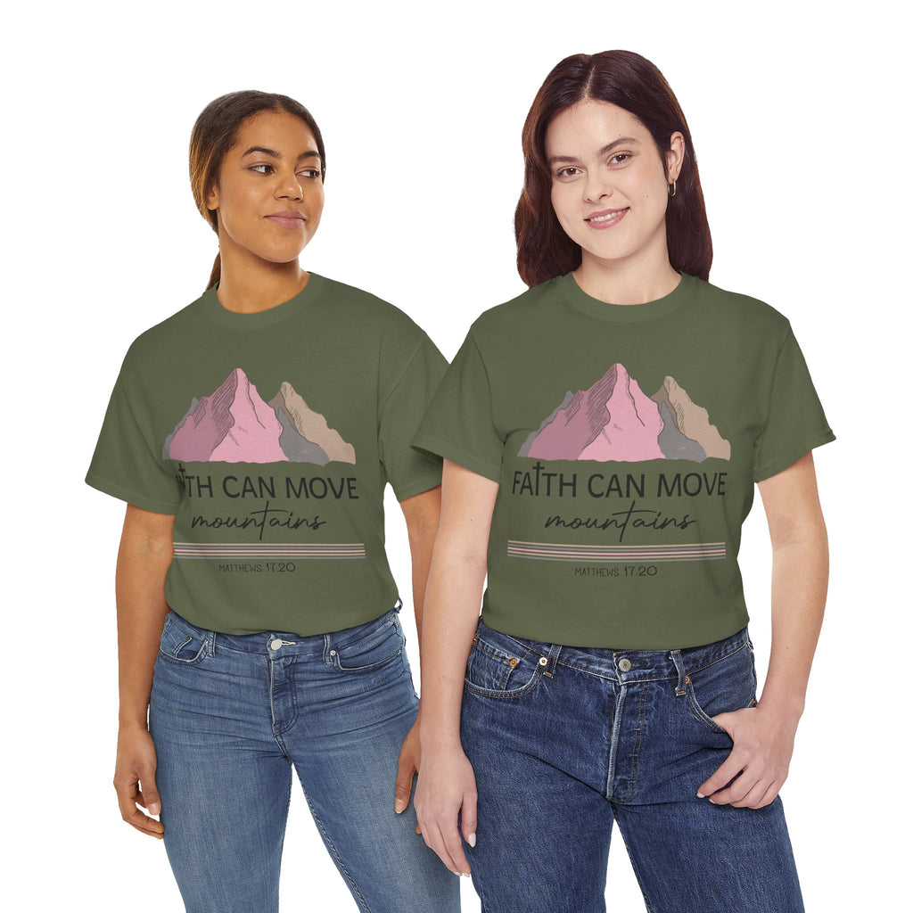 Faith Can Move Mountains Mountain Tee — Pastel Inspirational Christian Unisex Cotton T-Shirt