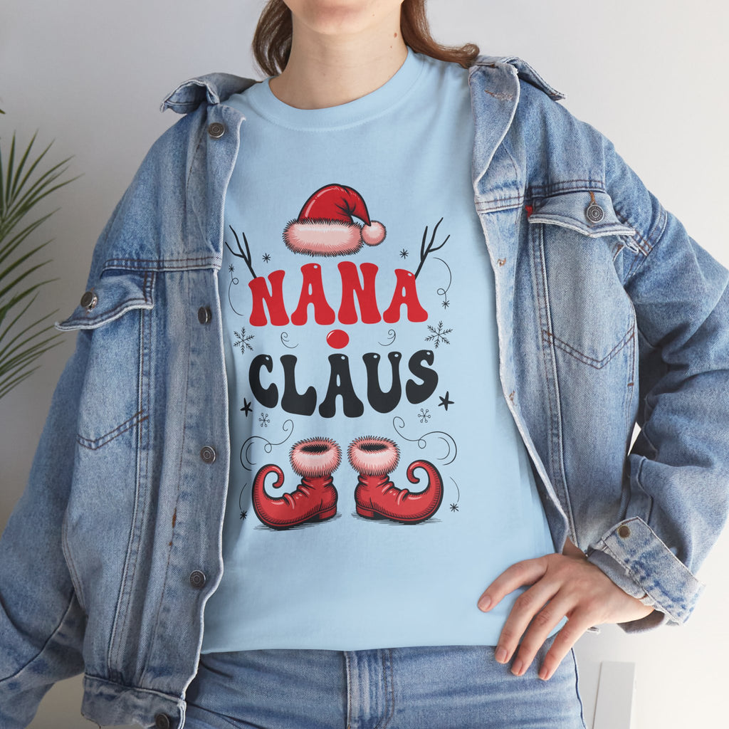 Nana Christmas T-Shirt — Santa Hat & Elf Boots Holiday Unisex Cotton Tee