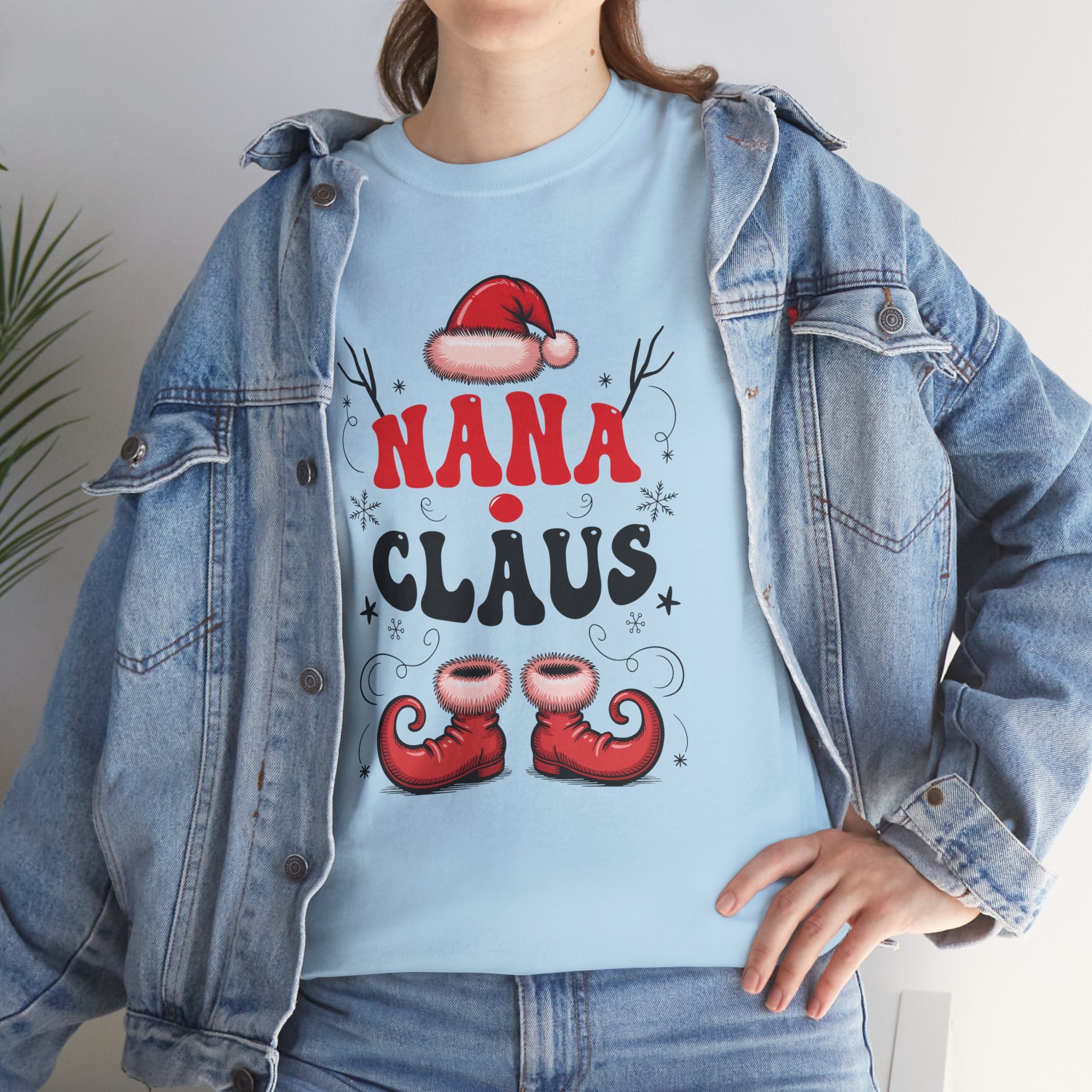 Nana Christmas T-Shirt — Santa Hat & Elf Boots Holiday Unisex Cotton Tee
