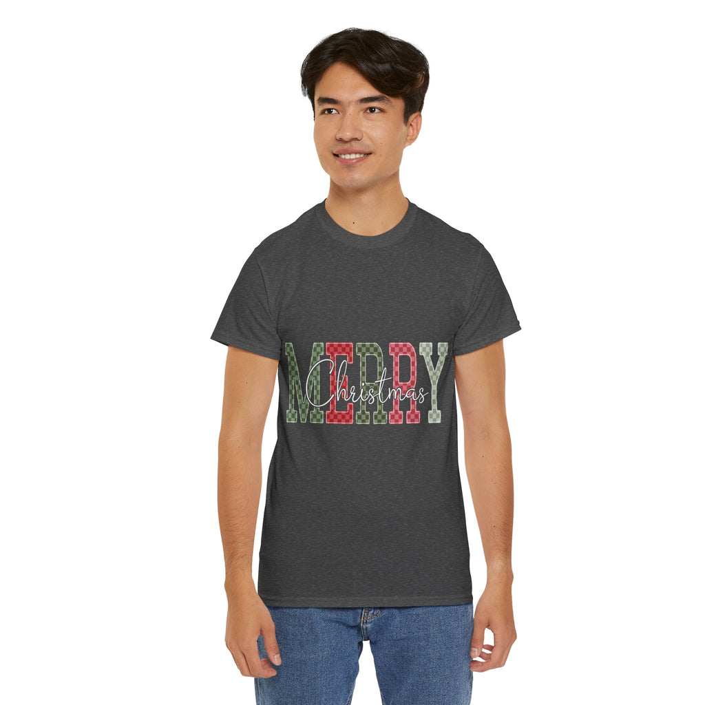 Plaid Merry Christmas Unisex Cotton Tee