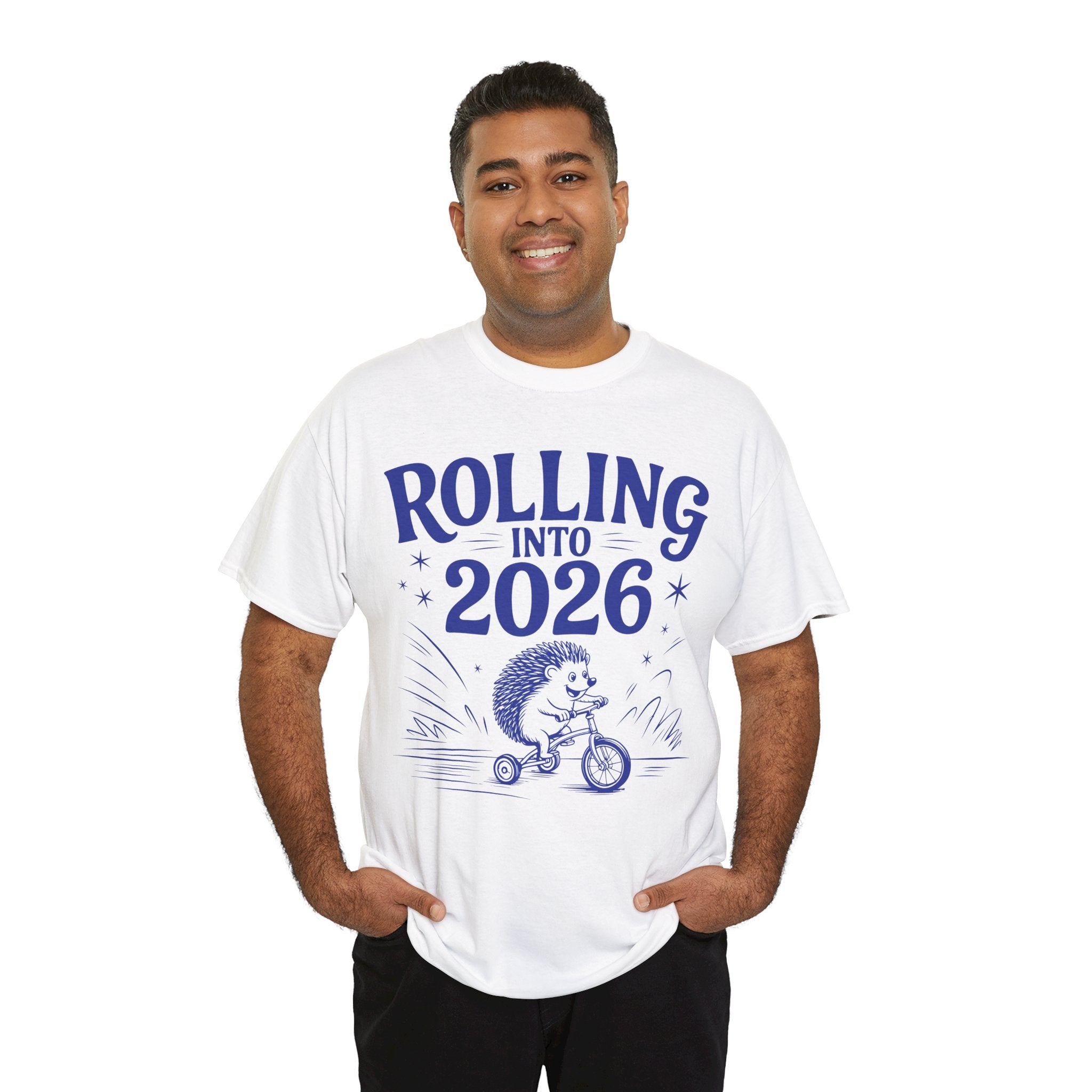 Rolling Into 2026 Hedgehog Tricycle Unisex Cotton Tee