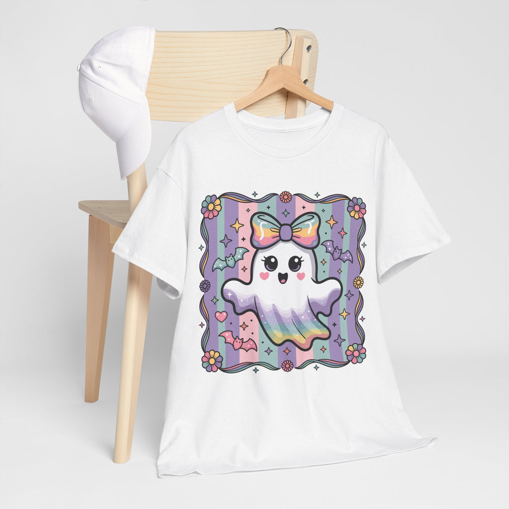Pastel Ghost Rainbow Bow Unisex Cotton Tee