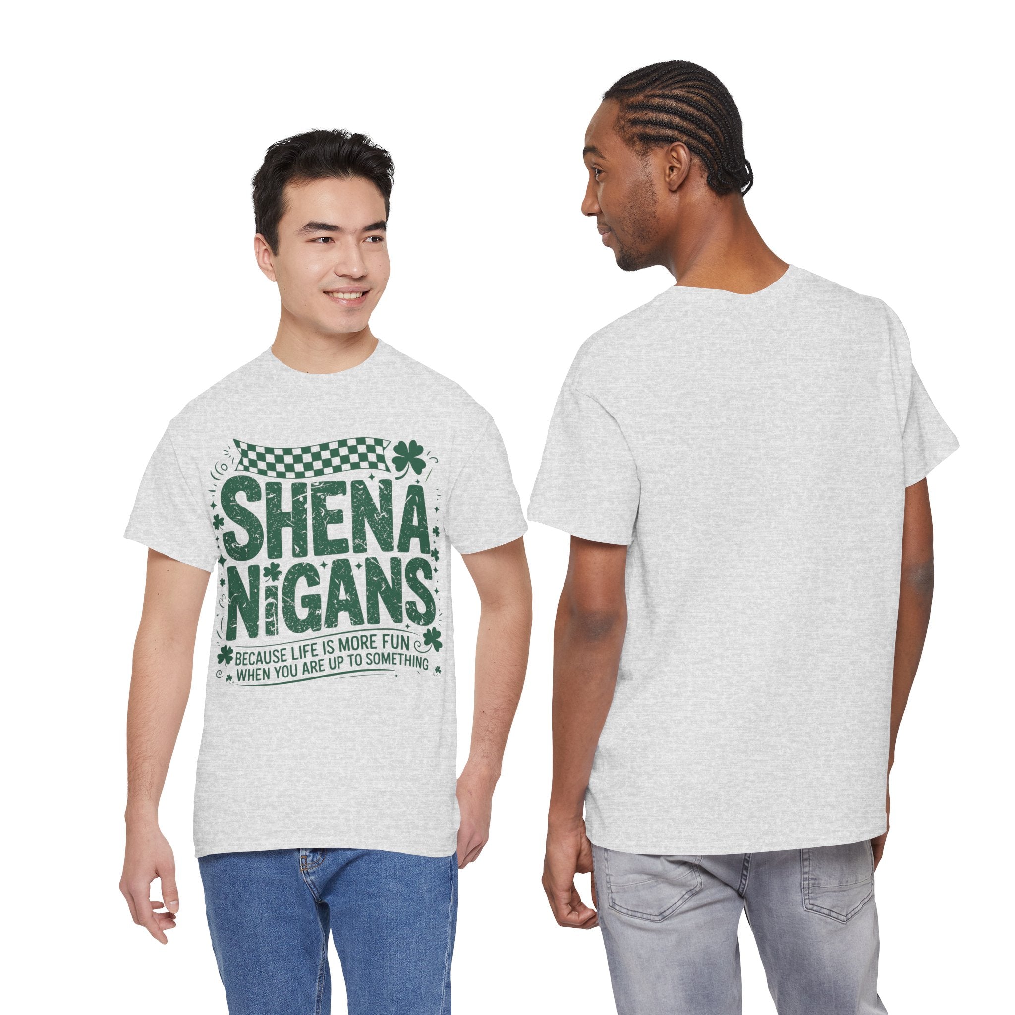 Shenanigans Clover Tee — Bright Green St. Patrick’s Day Shirt with Checkered Flag Unisex Cotton Tee