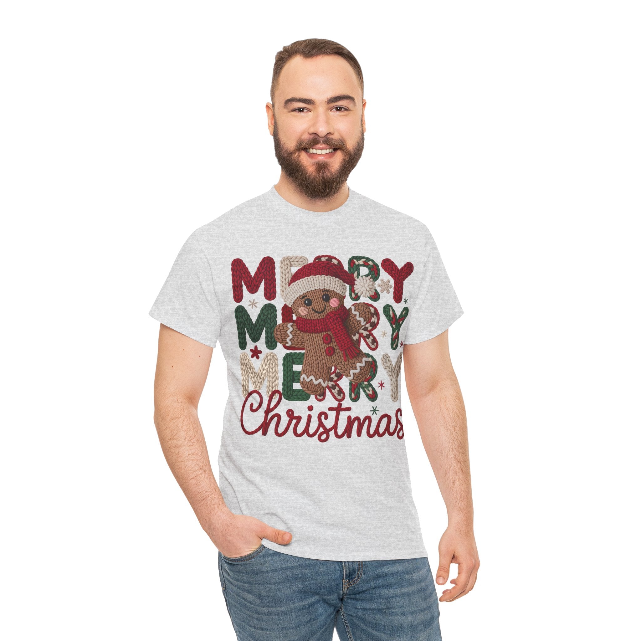 Merry Merry Merry Christmas Gingerbread Unisex Cotton Tee