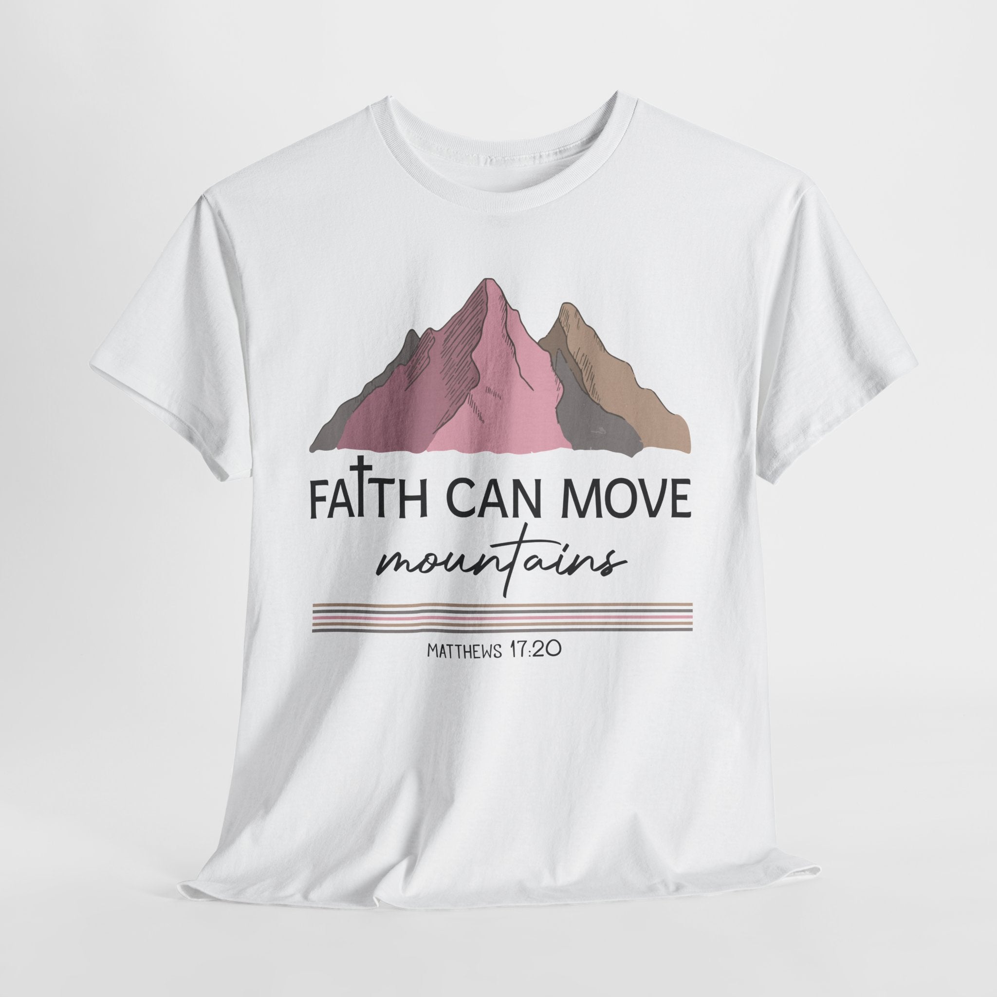 Faith Can Move Mountains Mountain Tee — Pastel Inspirational Christian Unisex Cotton T-Shirt