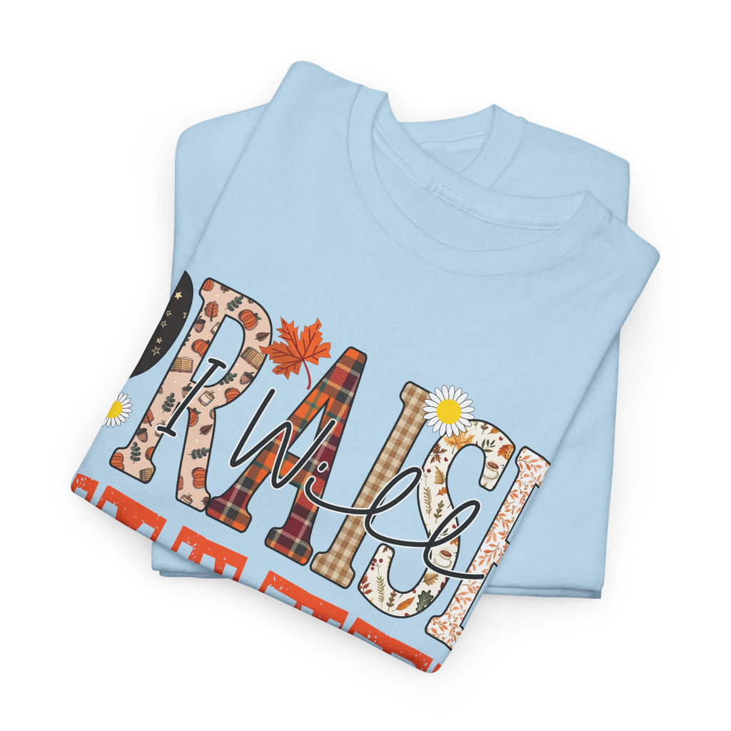 Praise Him In Every Tee — Fall Daisies & Leaf Floral Graphic Unisex Cotton T-Shirt
