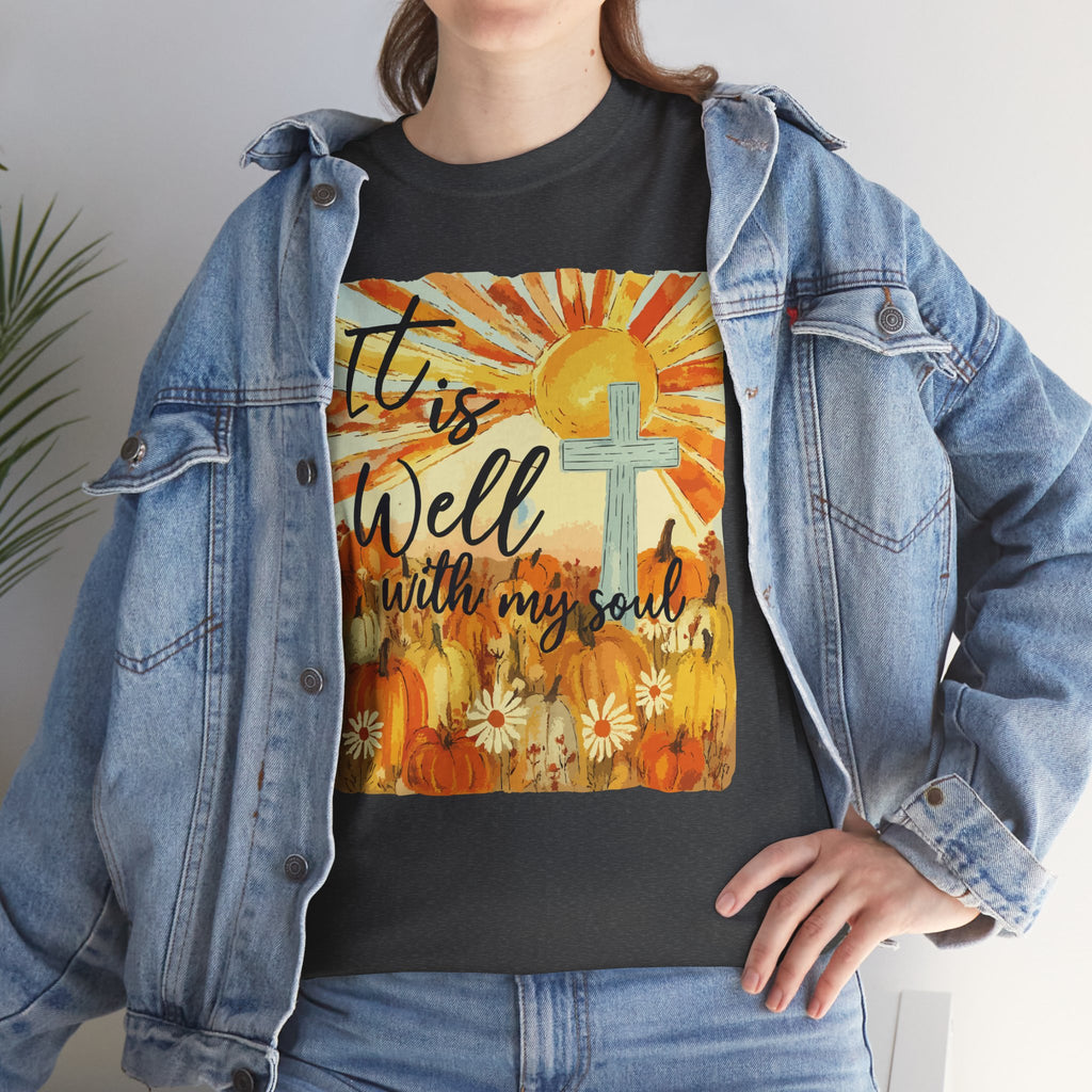 It Is Well With My Soul Pumpkin Sunrise Unisex Cotton T-Shirt