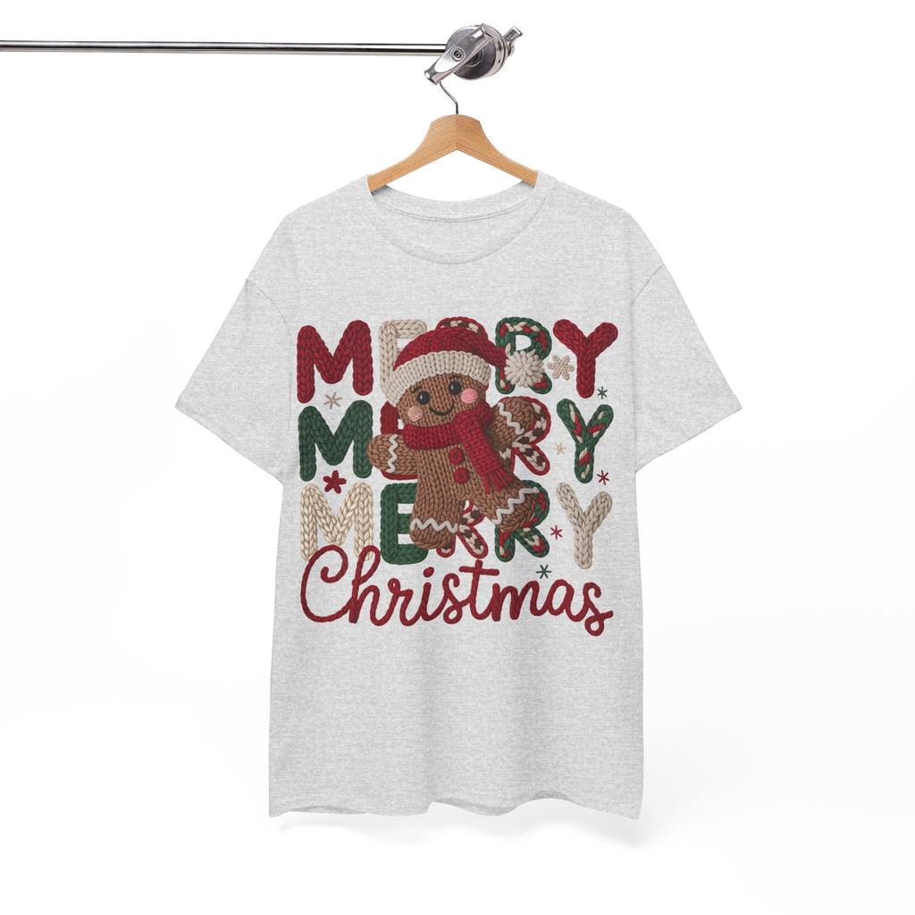 Merry Merry Merry Christmas Gingerbread Unisex Cotton Tee
