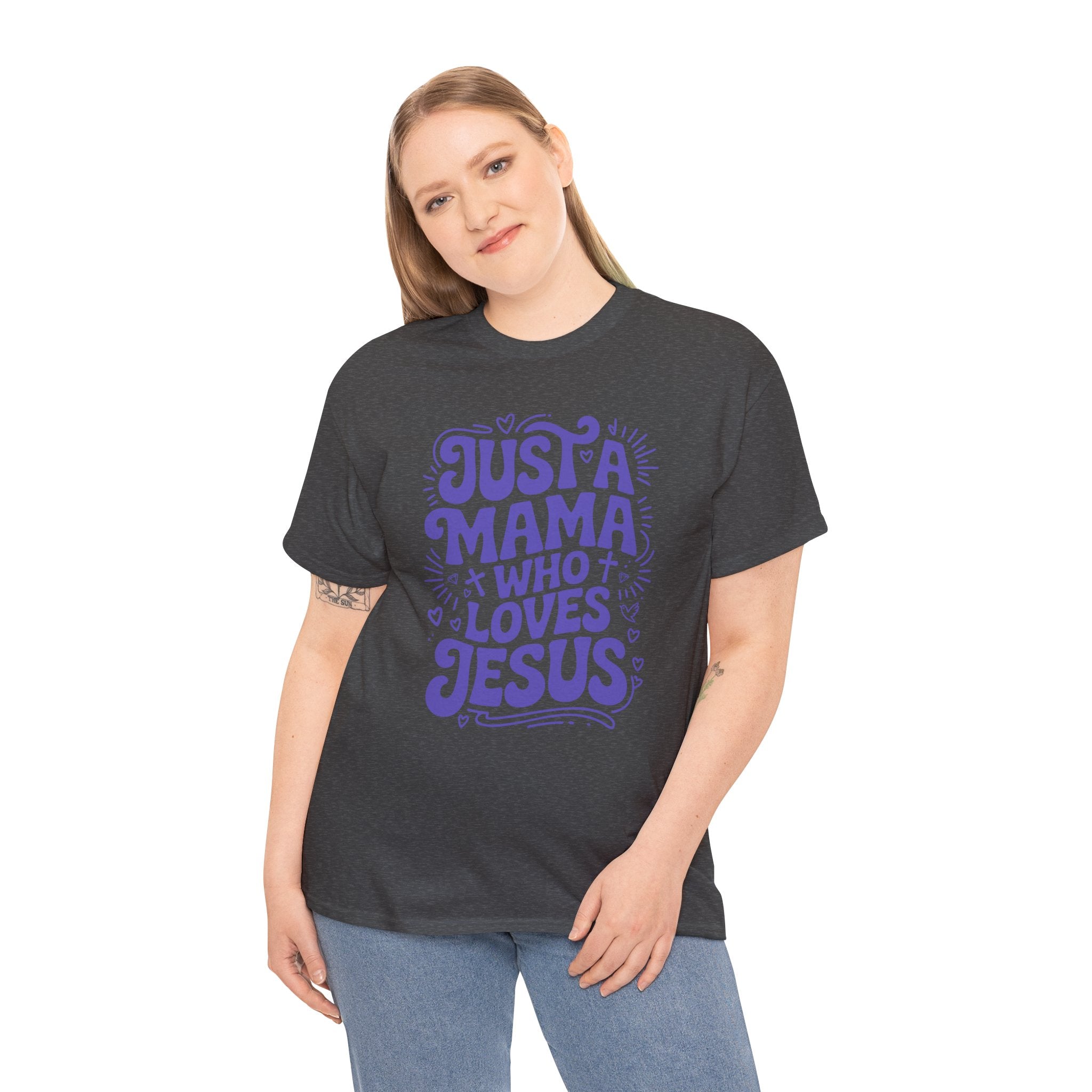 Mama Who Loves Jesus T-Shirt — Bright Green Bubbly Faith Unisex Cotton Tee