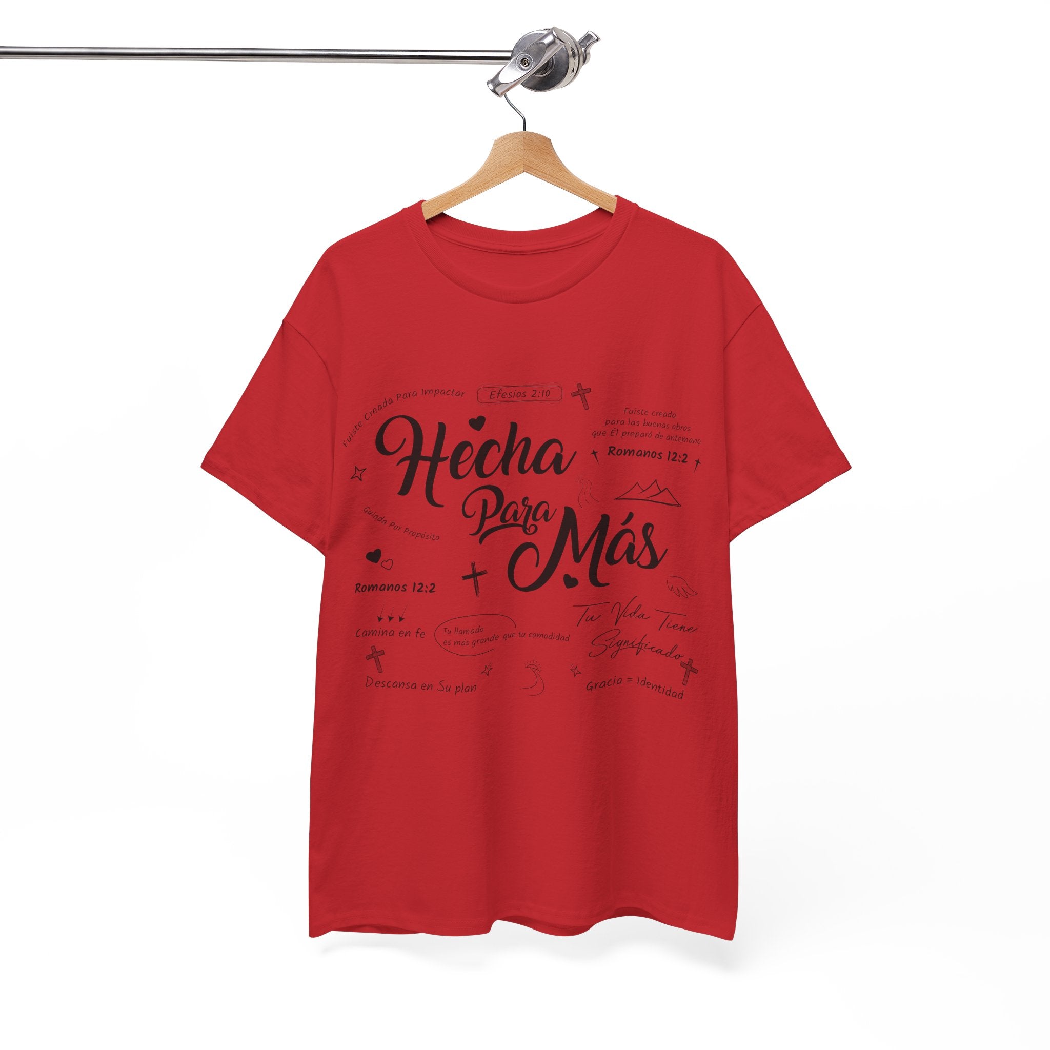 Hecha Para Más Christian T‑Shirt — Spanish Faith Typography Unisex Cotton Tee