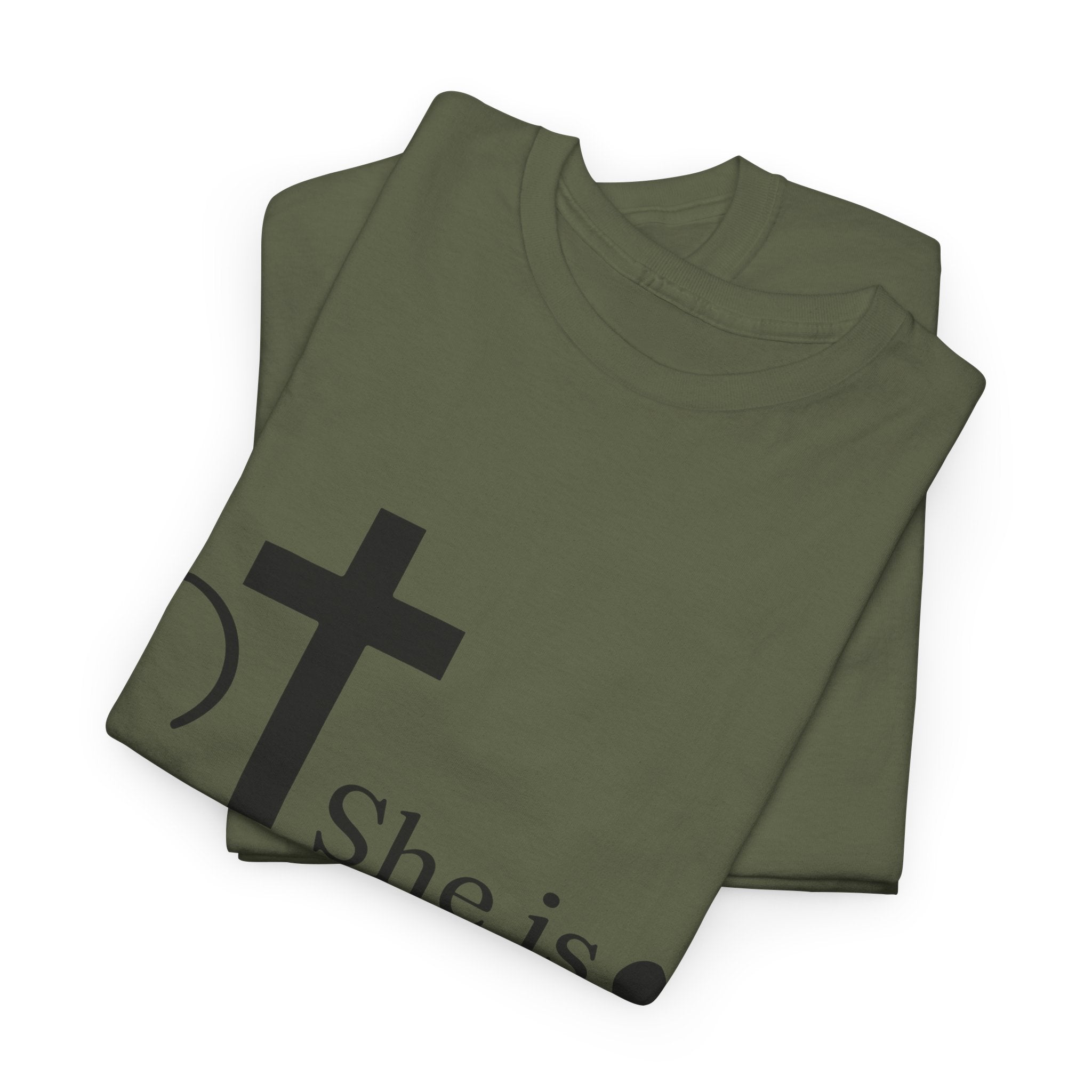 Proverbs 31:25 'She is Strong' T-Shirt – Christian Cross & Heart Unisex Cotton Tee