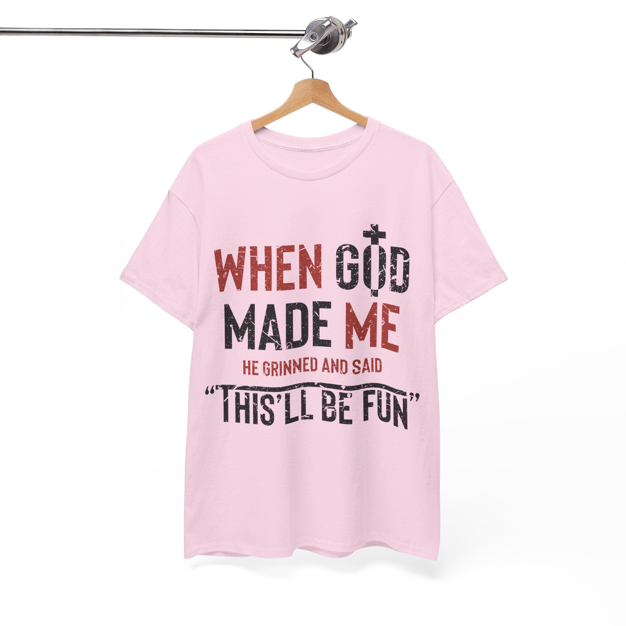 Humorous Grunge Quote Tee — "When He Saw Me, He Grinned and Said"Unisec Cotton Tee