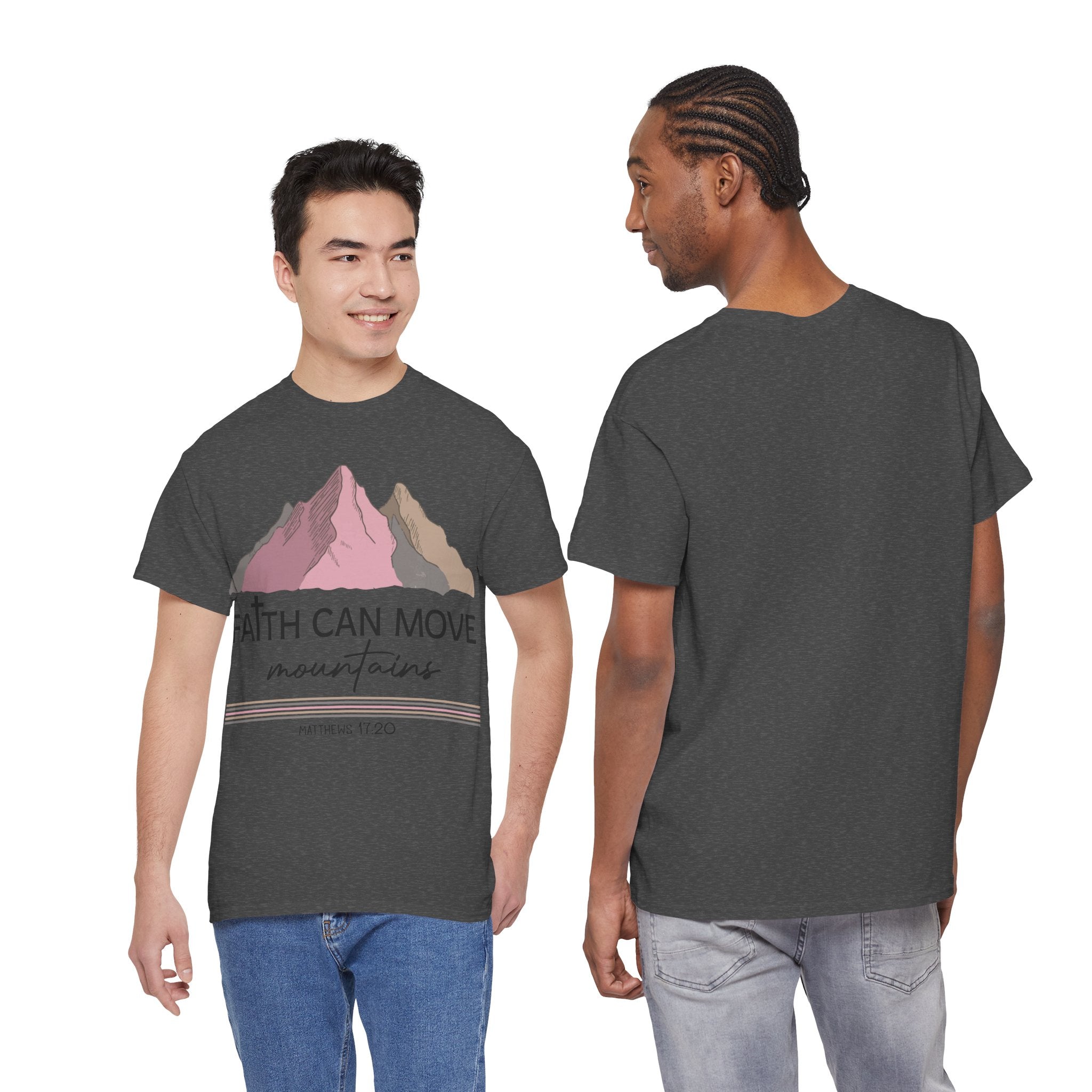 Faith Can Move Mountains Mountain Tee — Pastel Inspirational Christian Unisex Cotton T-Shirt