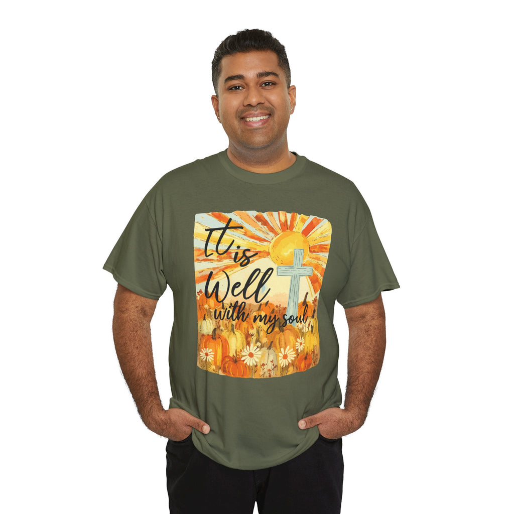 It Is Well With My Soul Pumpkin Sunrise Unisex Cotton T-Shirt