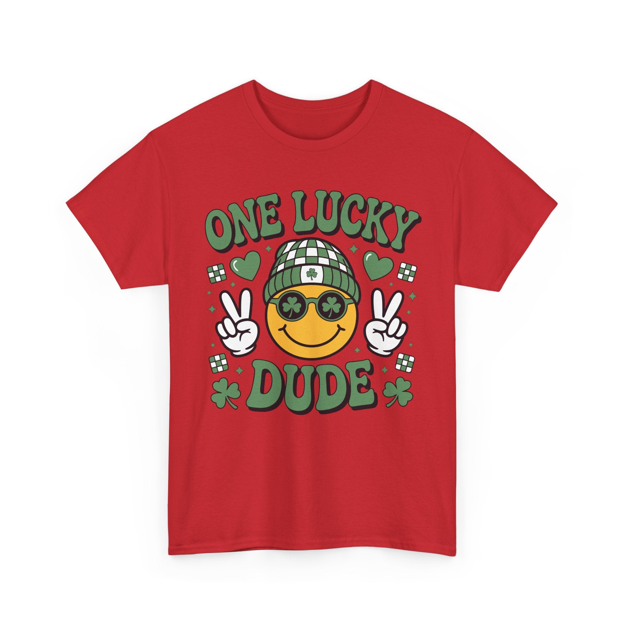 One Lucky Dude Shamrock Tee — St. Patrick's Day Smiley Unisex Cotton Tshirt