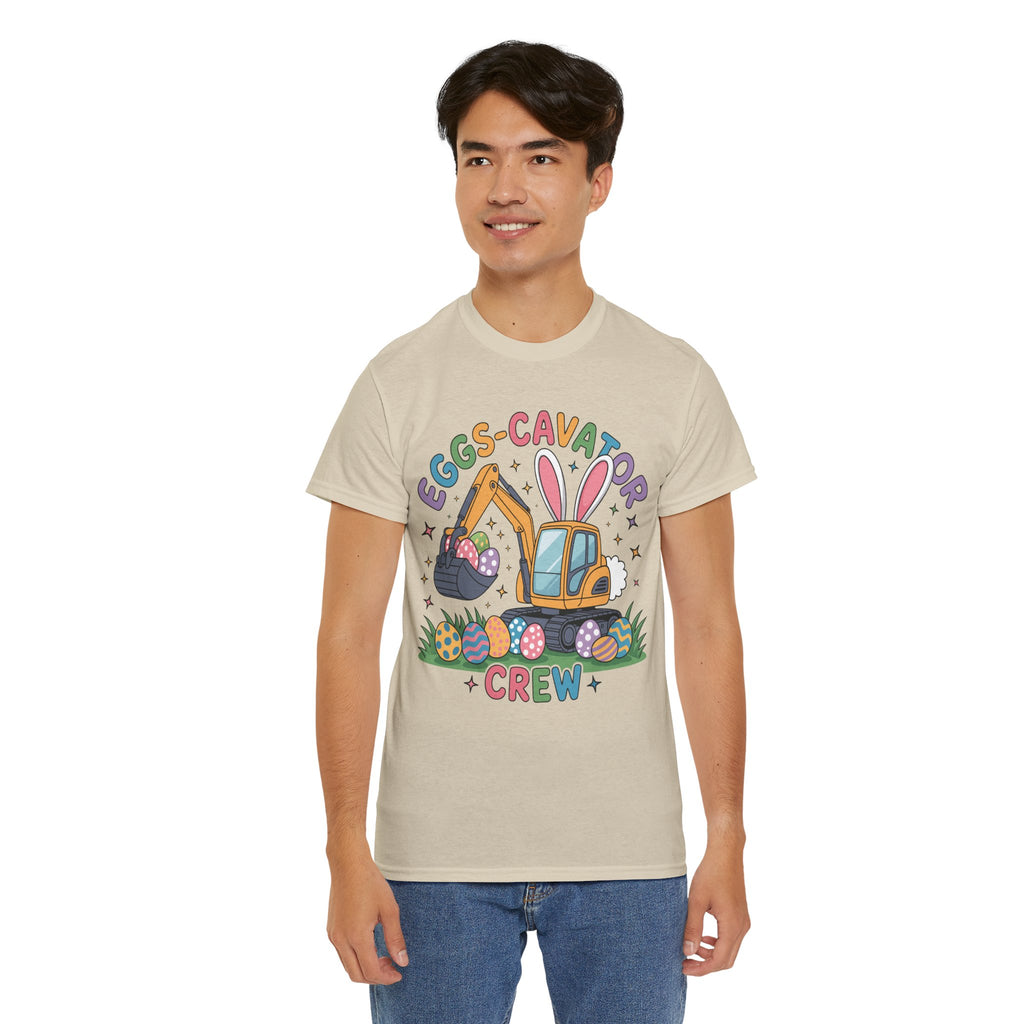 Easter 'Eggs-cavator Crew' Kids Tee — Excavator Bunny & Eggs Unisex Cotton Tee