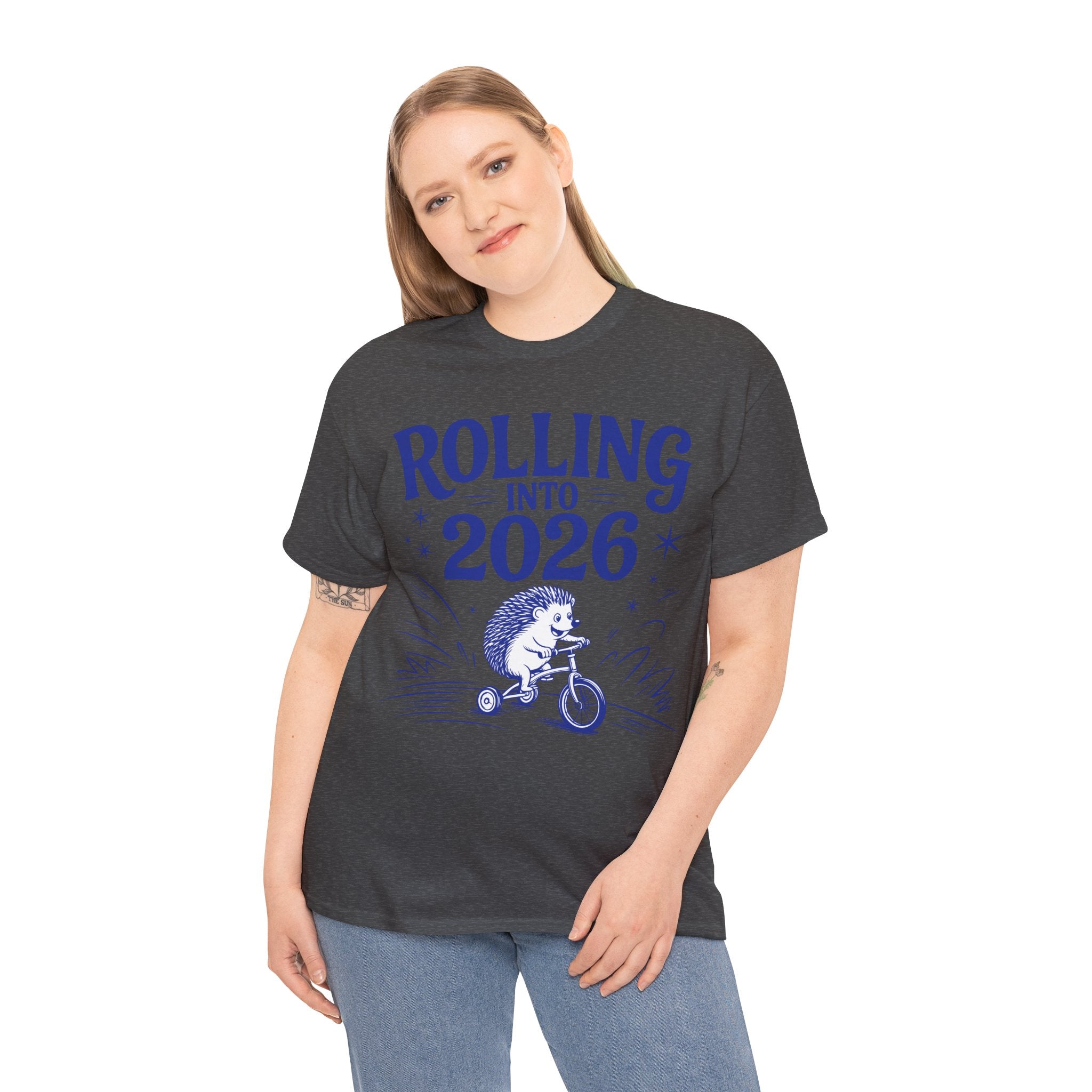 Rolling Into 2026 Hedgehog Tricycle Unisex Cotton Tee