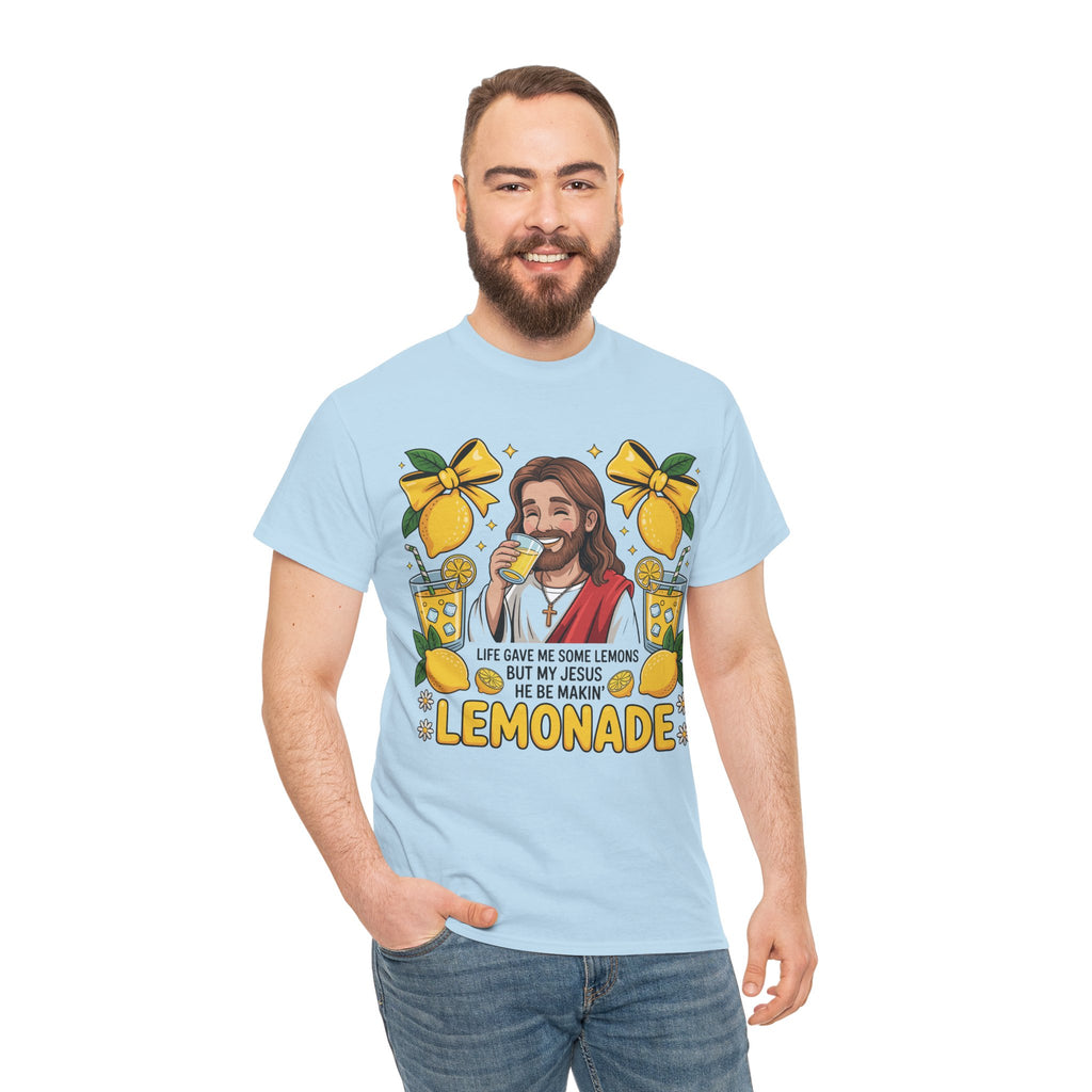 Jesus Drinking Lemonade T-Shirt — "Life Gave Me Some Lemons" Christian Unisex Cotton Tee