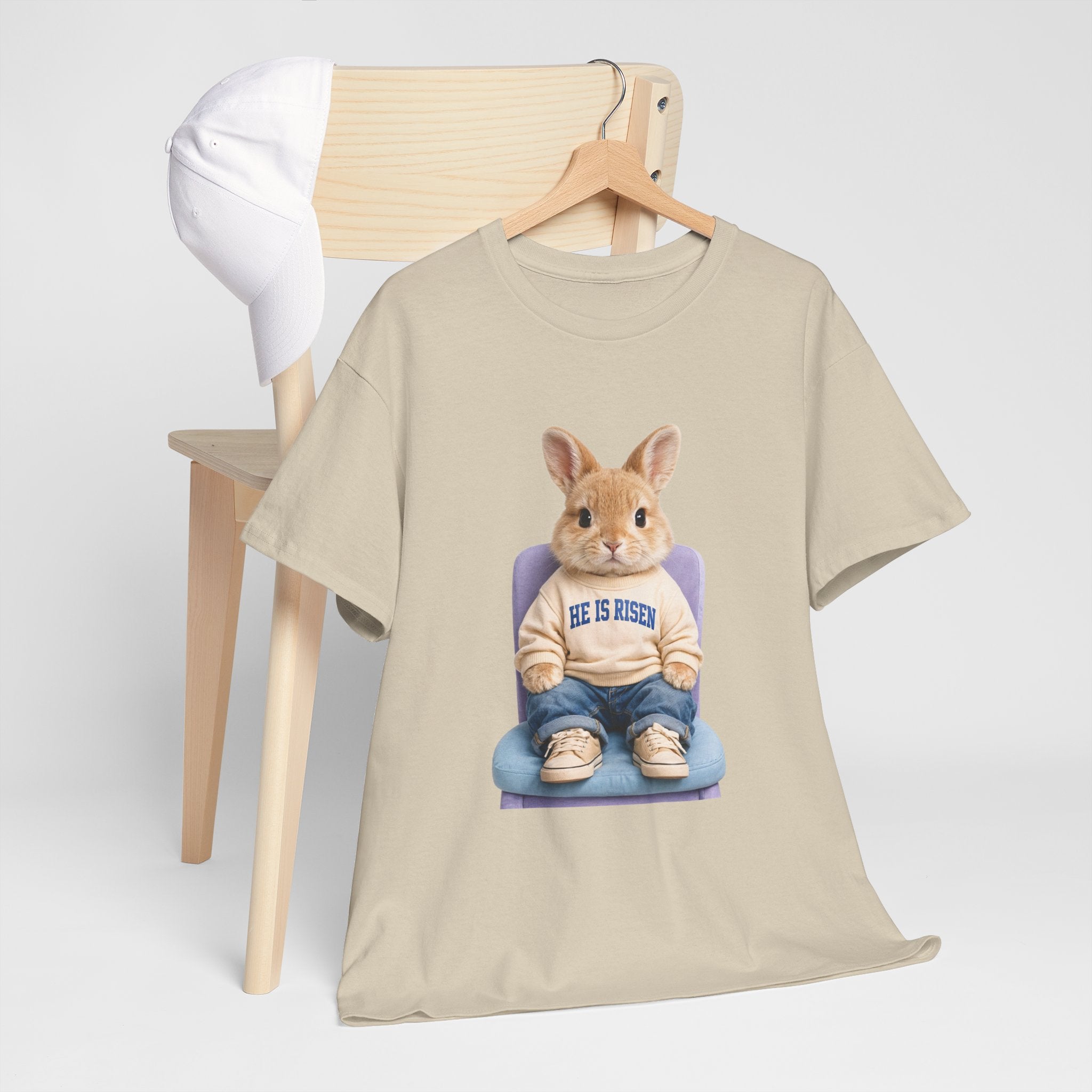 Easter 'He Is Risen' Bunny Unisex Cotton Tee