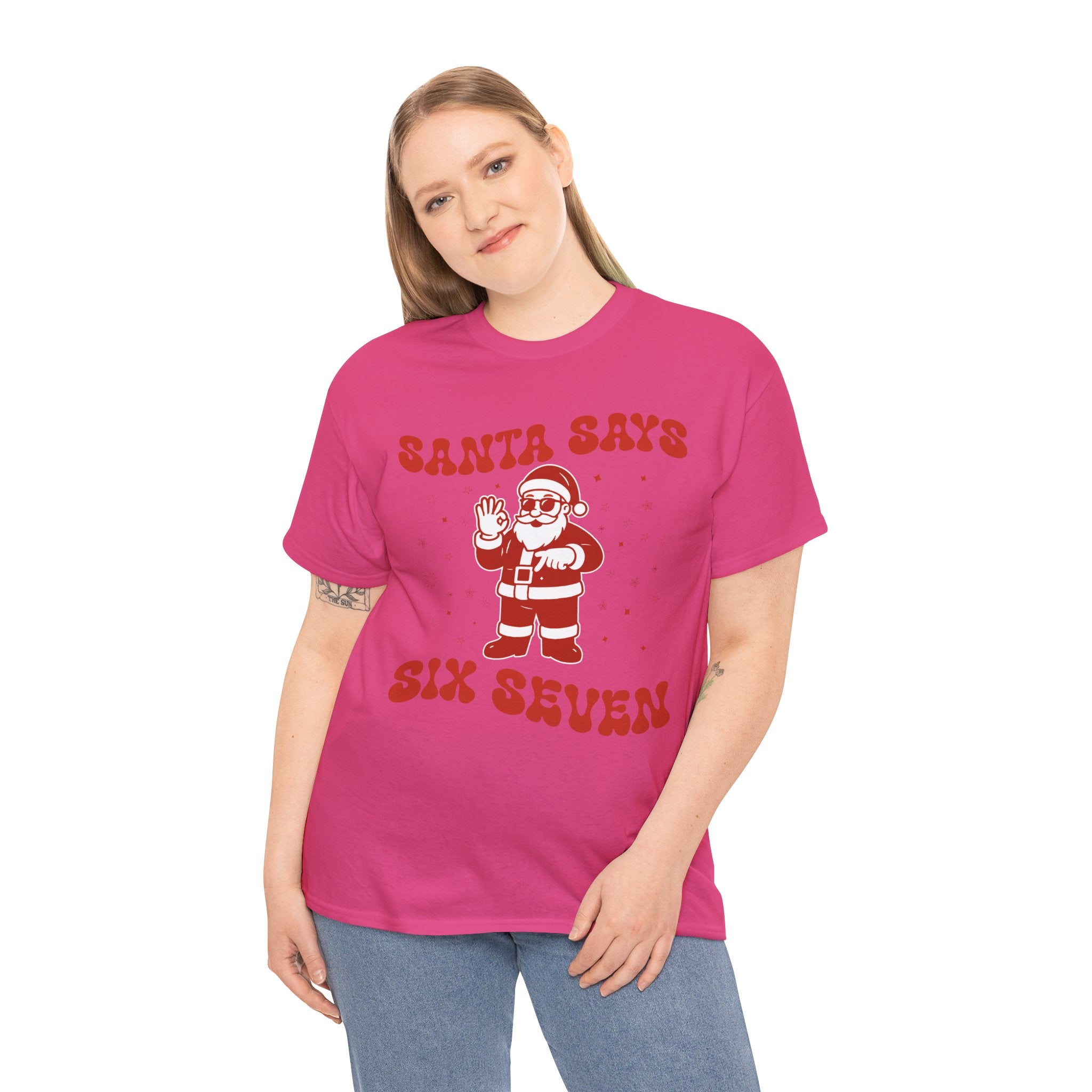Retro 'Santa Says Six Seven' Christmas Unisex Cotton Tee
