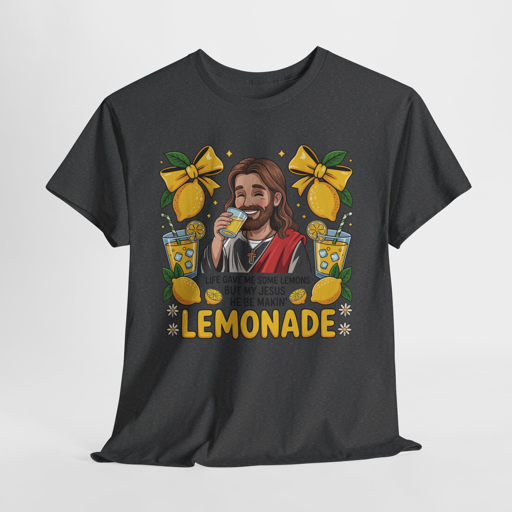 Jesus Drinking Lemonade T-Shirt — "Life Gave Me Some Lemons" Christian Unisex Cotton Tee