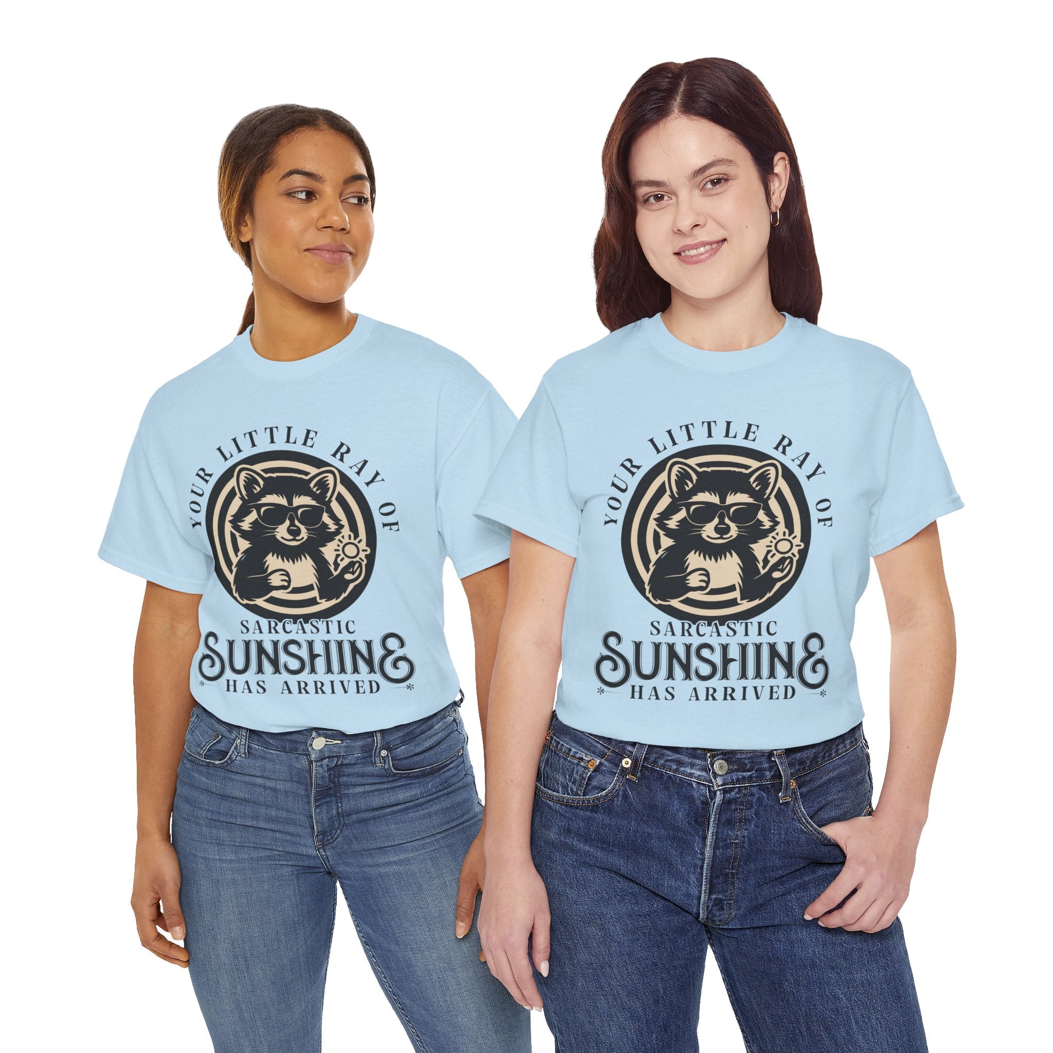 Cool Raccoon Sunglasses T-Shirt — Raccoon Holding Sun Graphic Unisex Cotton Tee