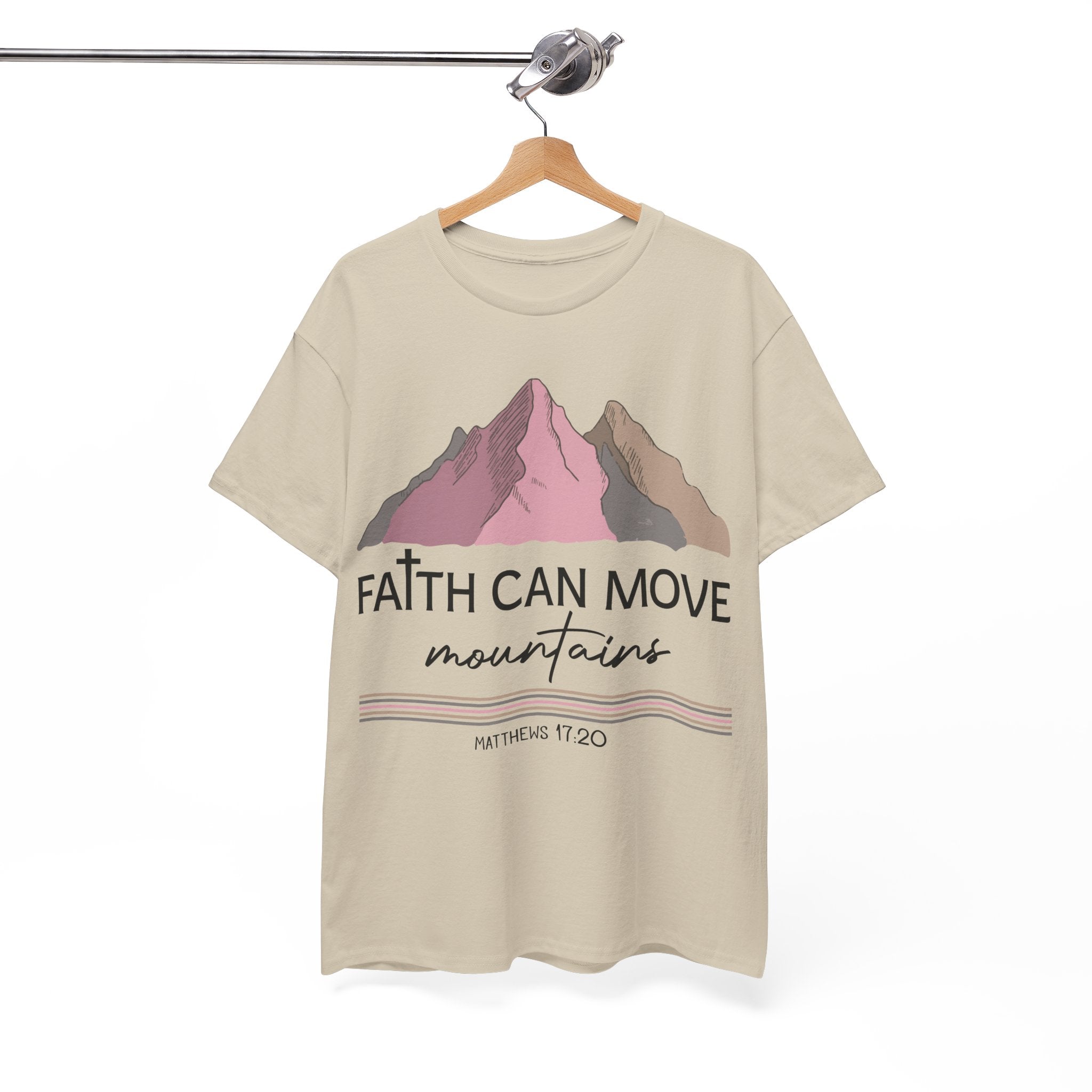 Faith Can Move Mountains Mountain Tee — Pastel Inspirational Christian Unisex Cotton T-Shirt