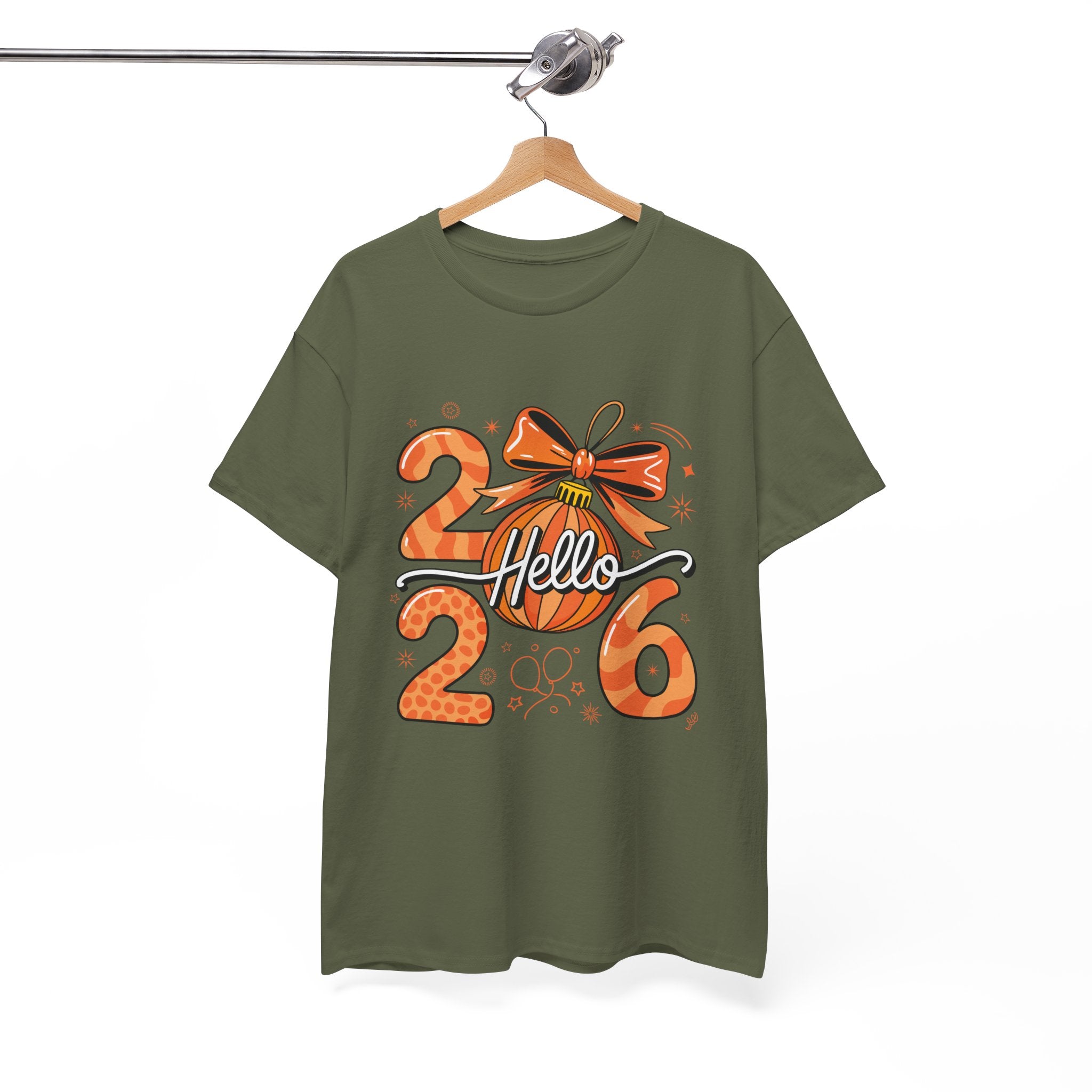 Hello 2026 Christmas Ornament Tee — Festive Orange Holiday Unisex Cotton T-Shirt