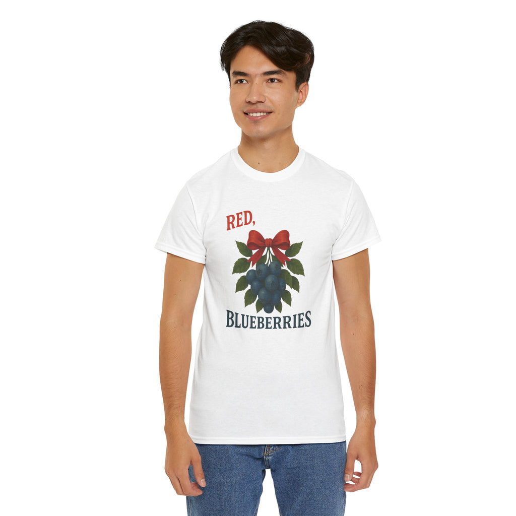 Red, White & Blueberries T-Shirt — Patriotic Blueberry Graphic Unisex Cotton Tee