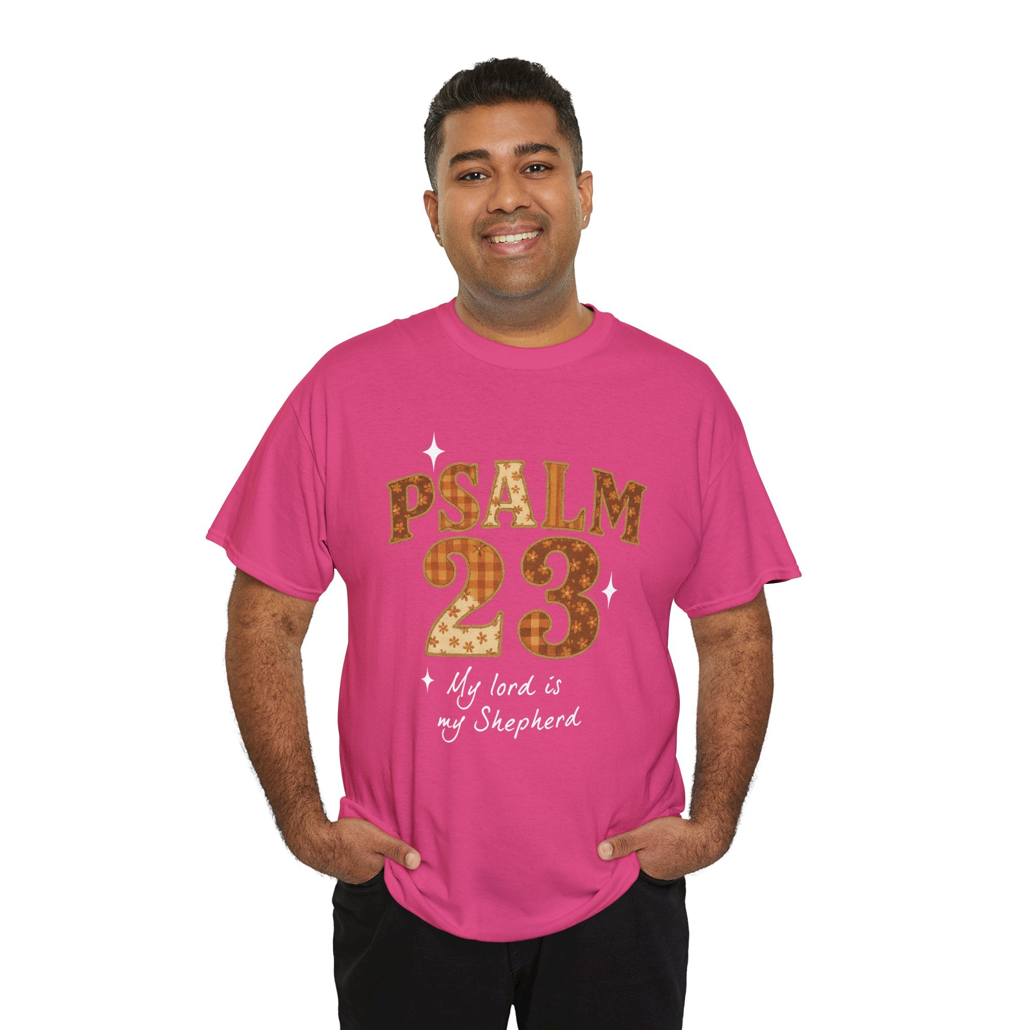 Psalm 23 Floral Tee — “My Lord Is My Shepherd” Stitched-Text Unisex Cotton Tee