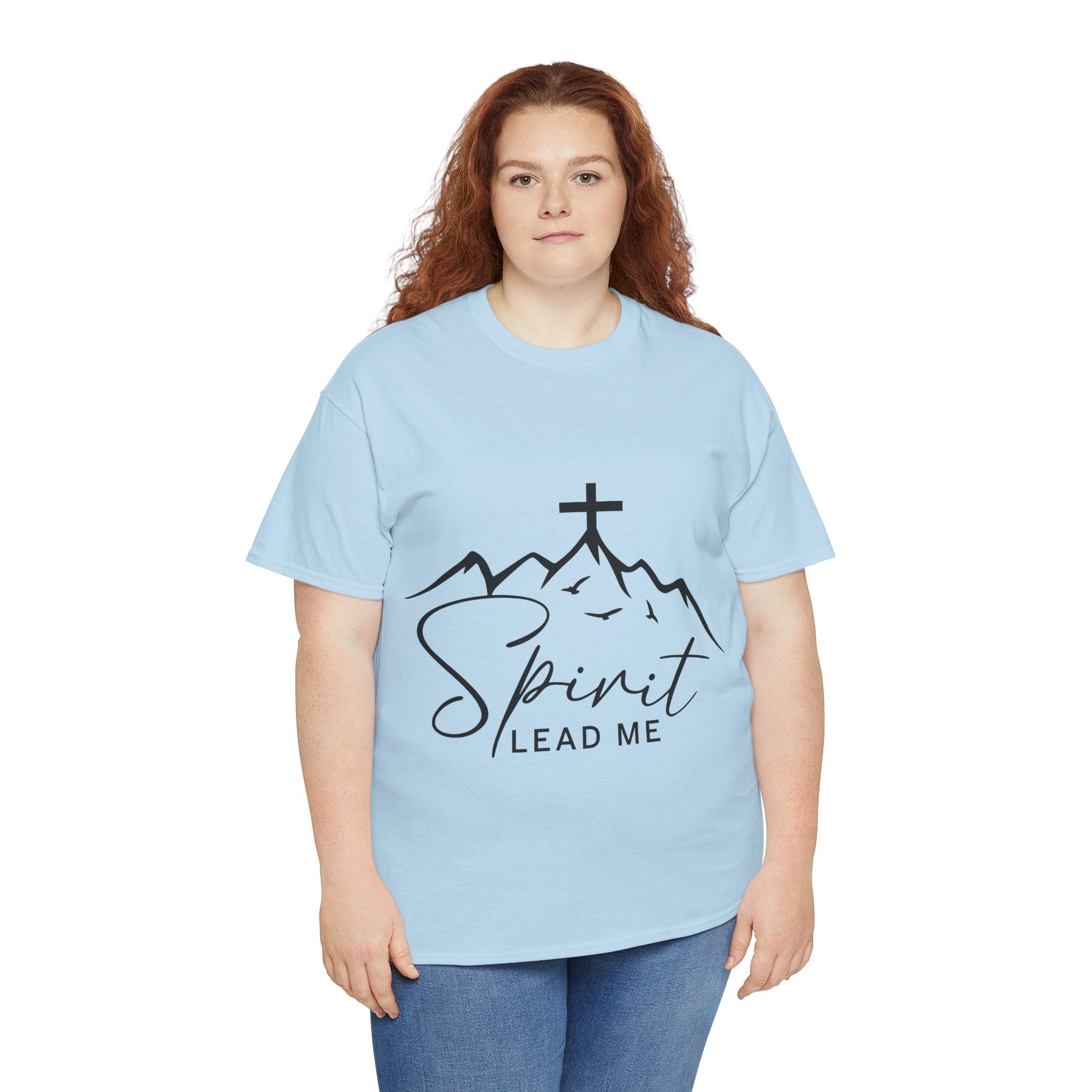 Spirit Lead Me Christian T‑Shirt — Minimalist Cross Unisex Cotton Tee