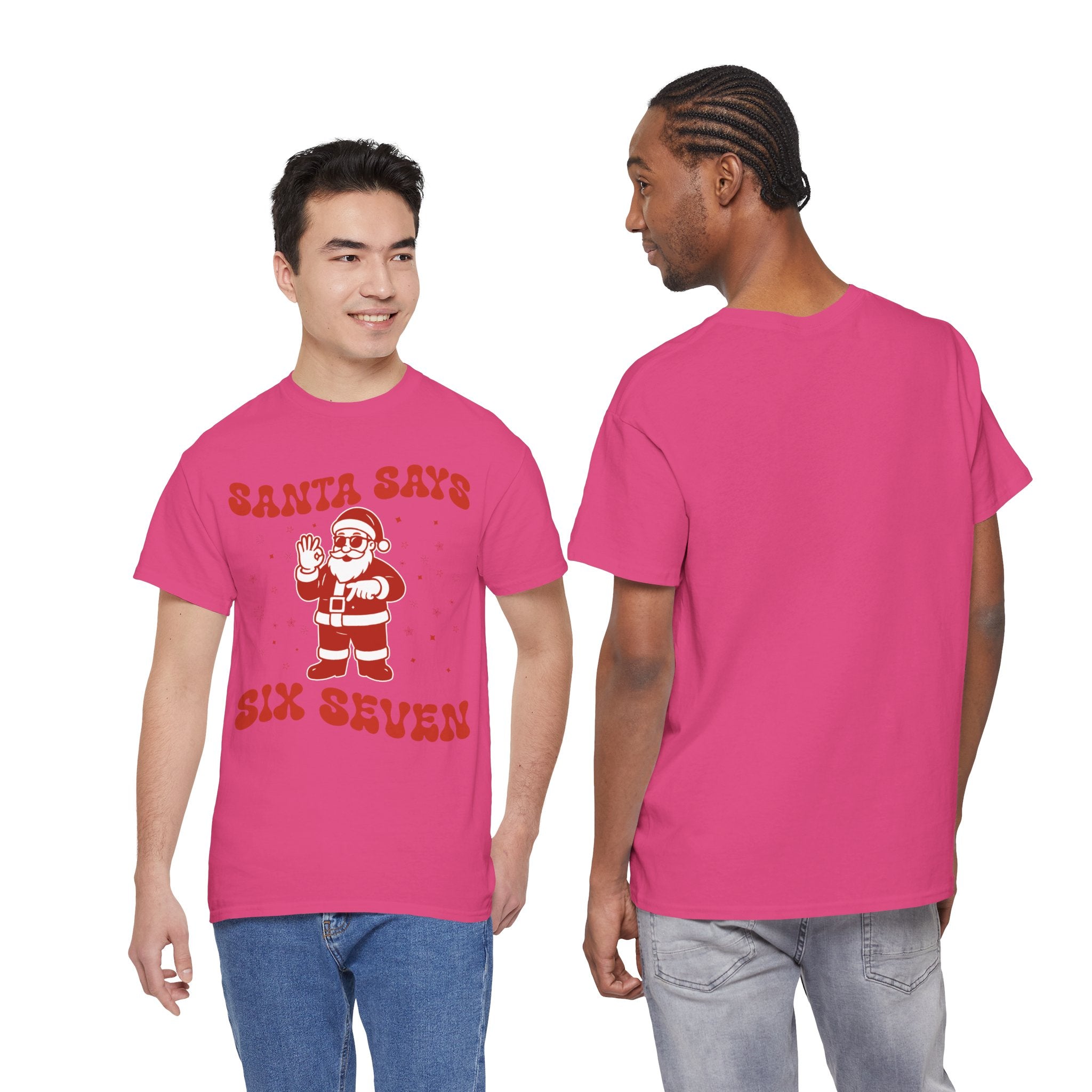 Retro 'Santa Says Six Seven' Christmas Unisex Cotton Tee