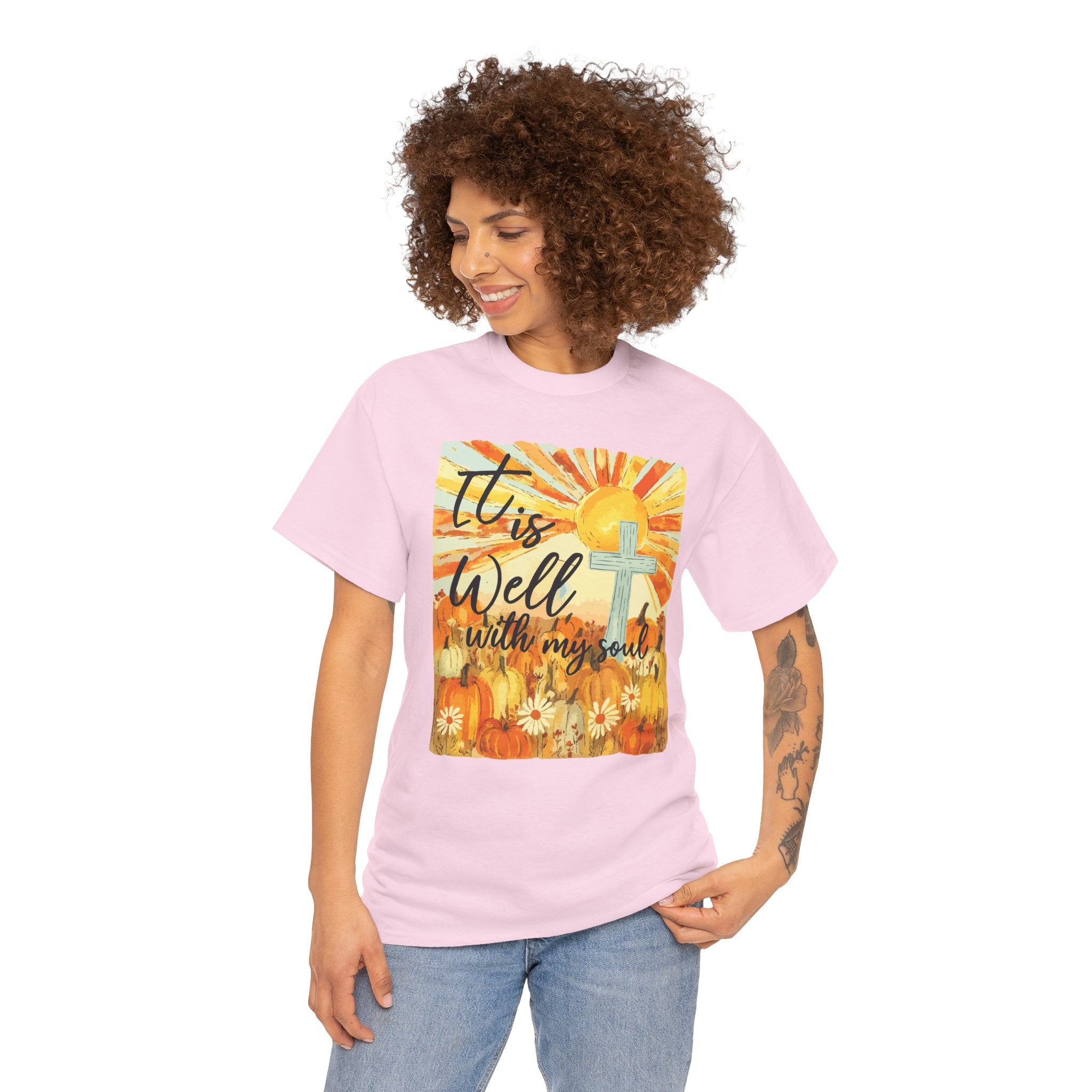 It Is Well With My Soul Pumpkin Sunrise Unisex Cotton T-Shirt