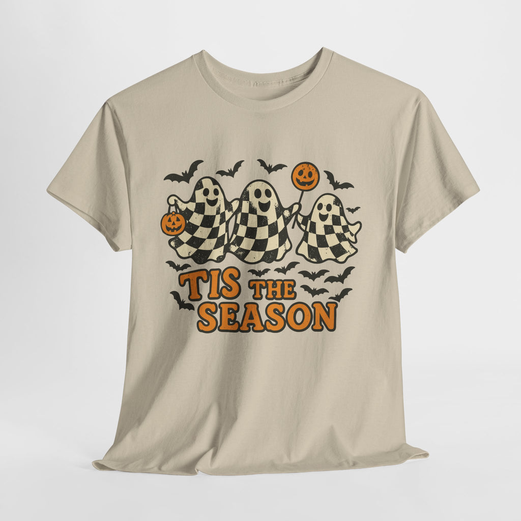 Halloween Ghosts Checker Pattern Unisex Cotton Tee