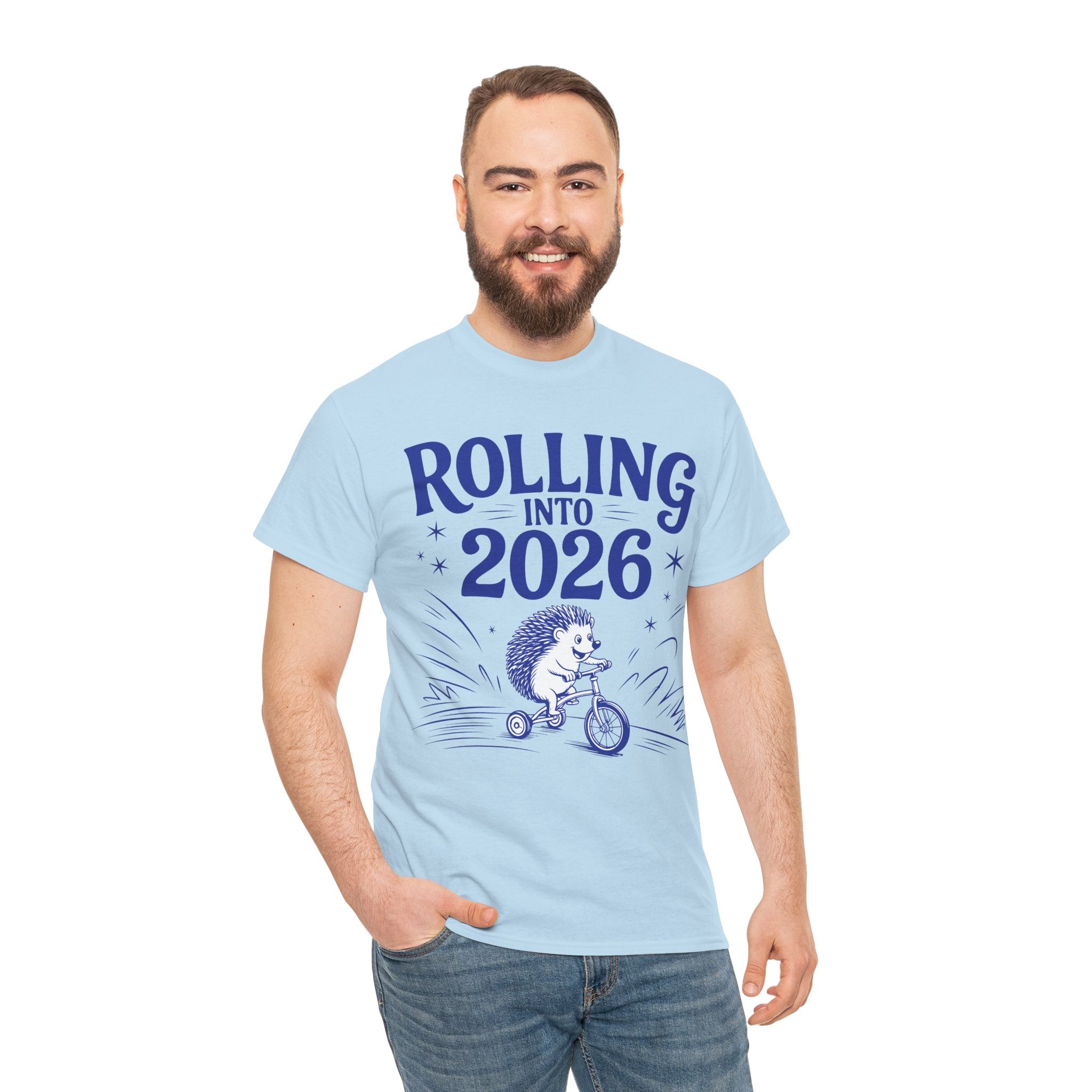 Rolling Into 2026 Hedgehog Tricycle Unisex Cotton Tee