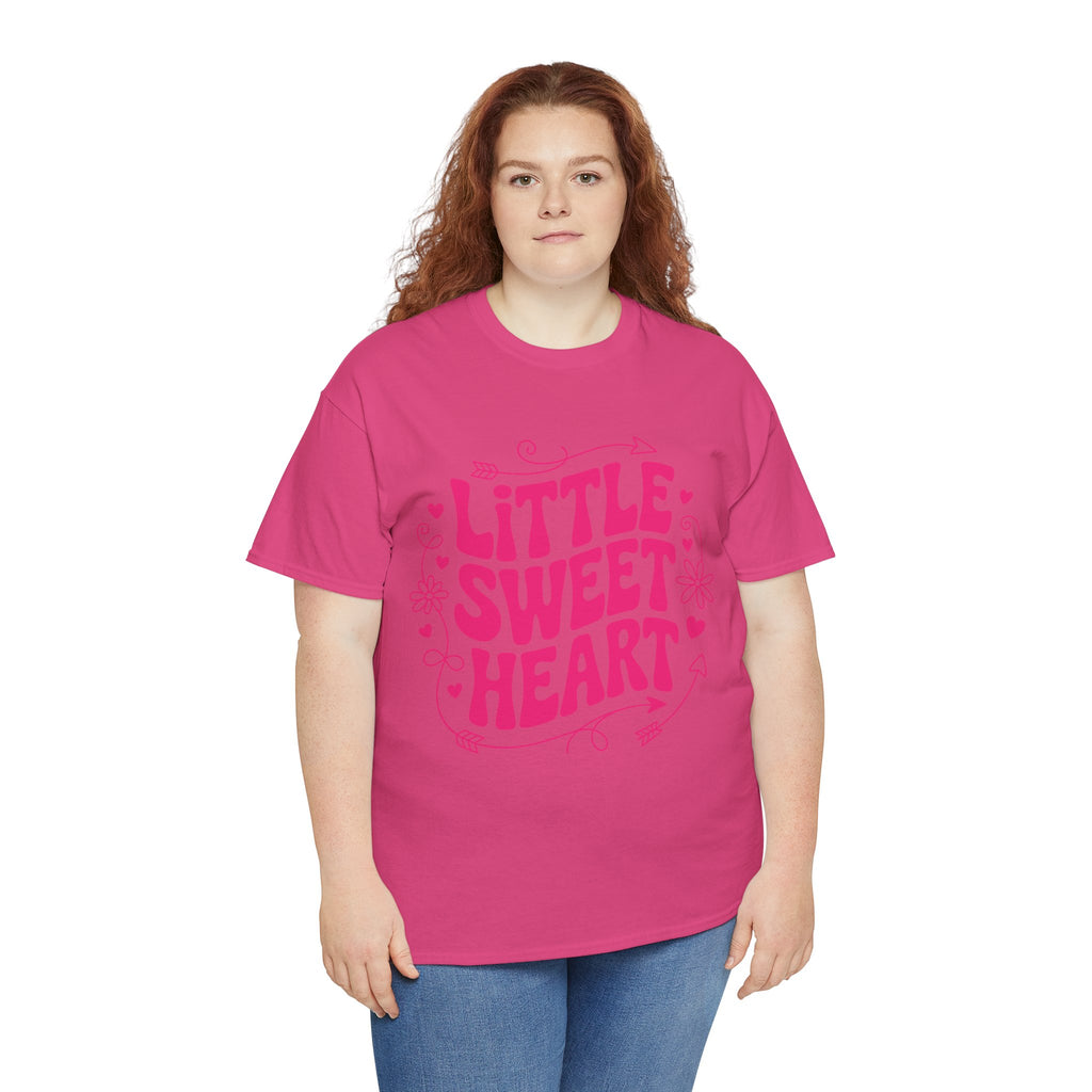 Little Sweetheart Retro Tee — Cute Red Hearts & Flowers Graphic Unisex Cotton Tee