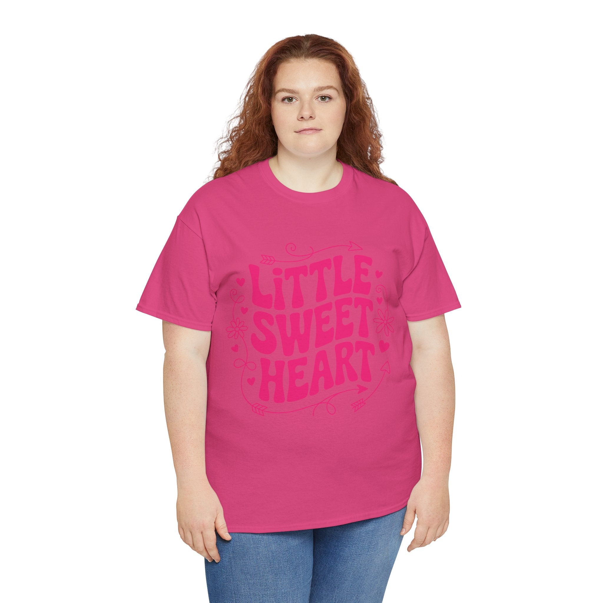 Little Sweetheart Retro Tee — Cute Red Hearts & Flowers Graphic Unisex Cotton Tee