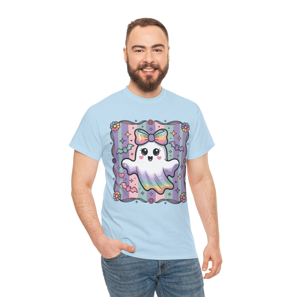 Pastel Ghost Rainbow Bow Unisex Cotton Tee