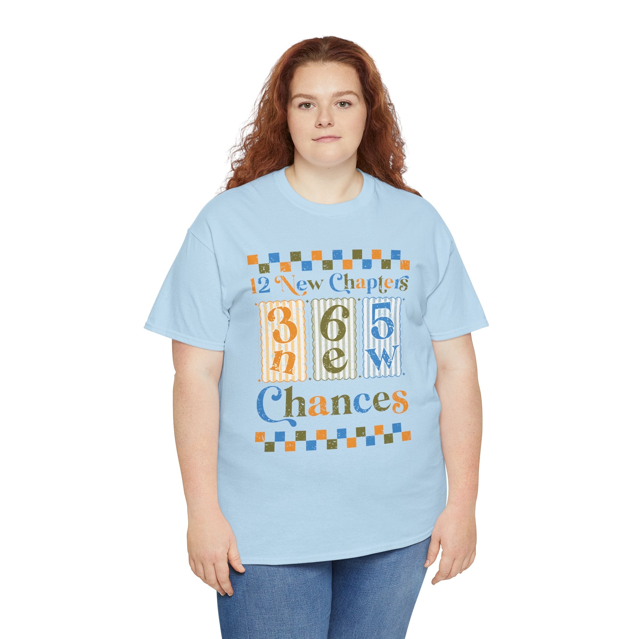 Retro '12 New Chapters, 365 New Chances' T-Shirt — Colorful Distressed Vintage Unisex Cotton Tee