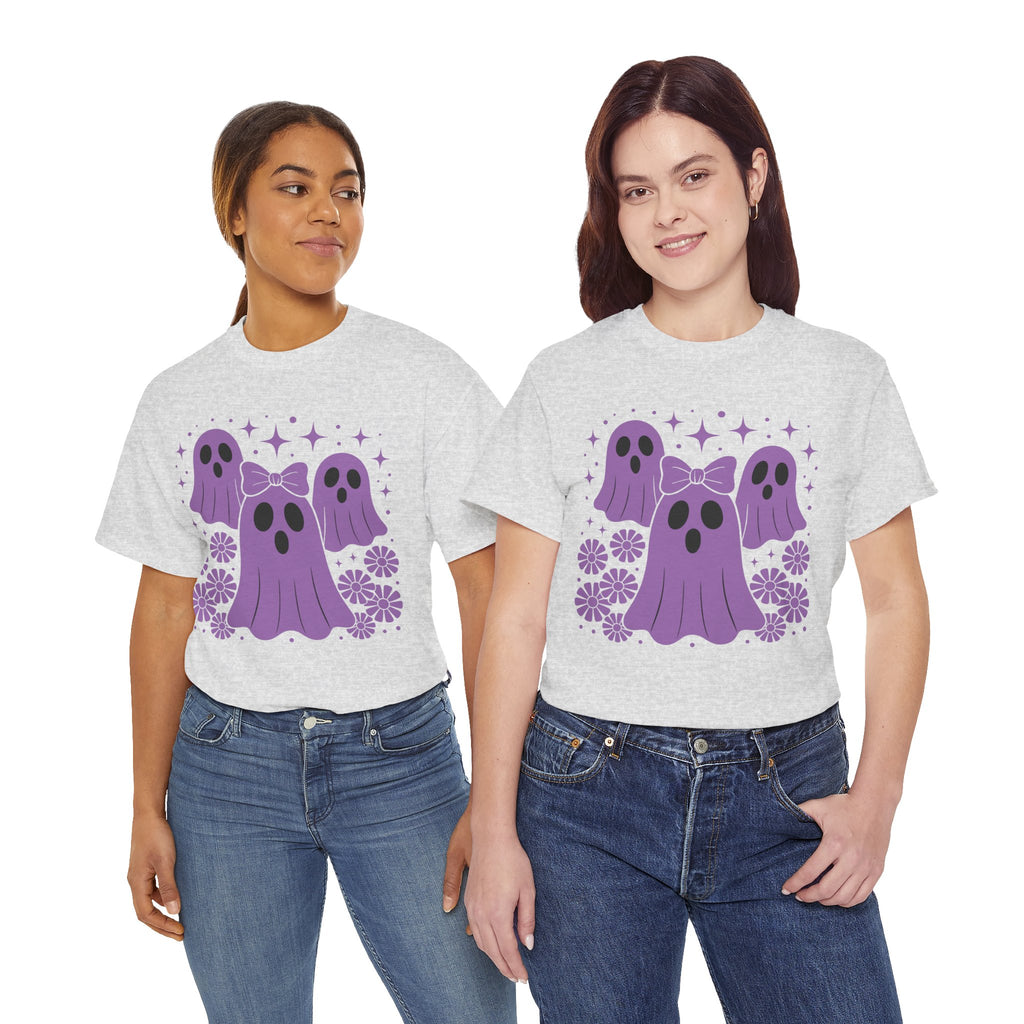 Purple Ghost Halloween Unisex Cotton Tee