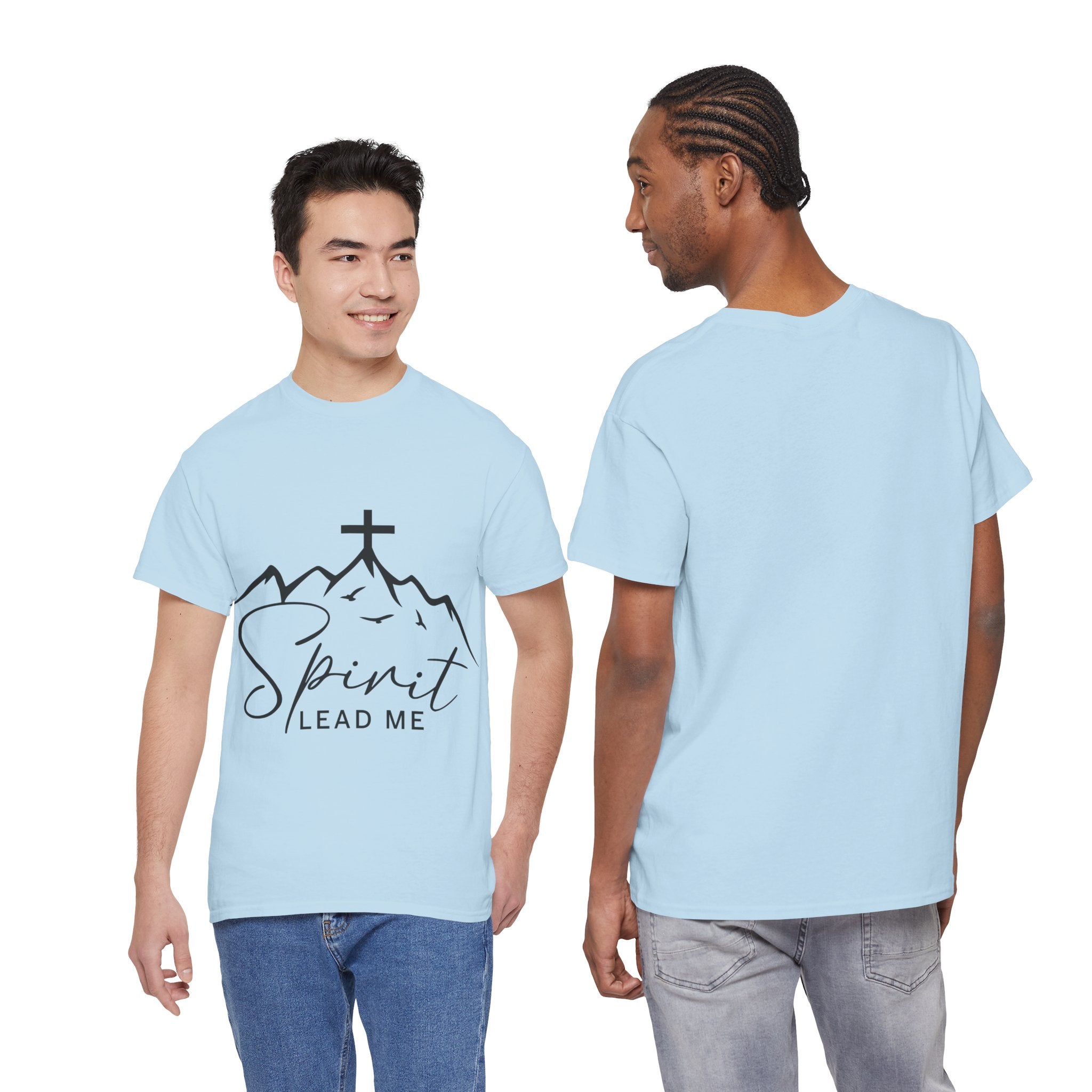 Spirit Lead Me Christian T‑Shirt — Minimalist Cross Unisex Cotton Tee