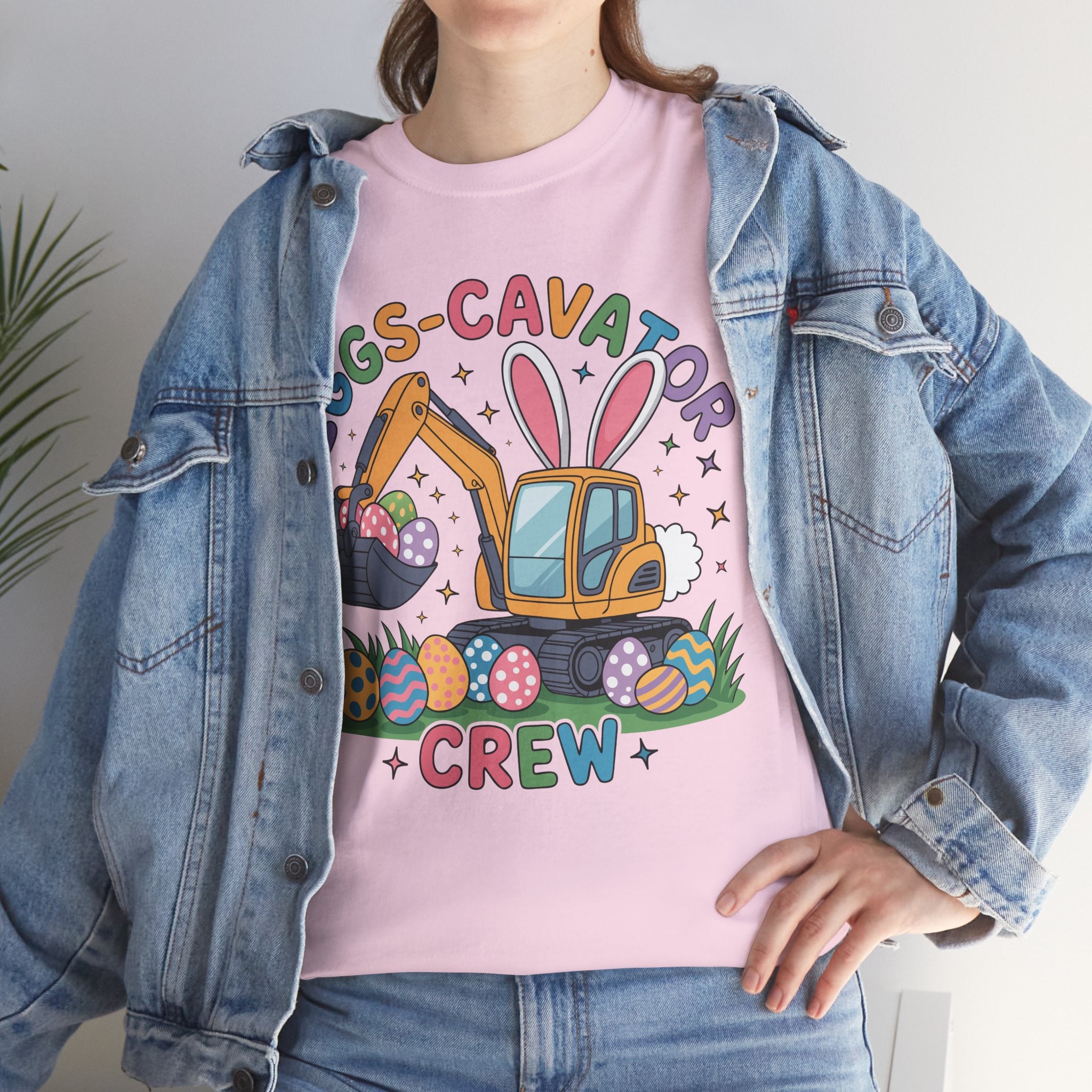 Easter 'Eggs-cavator Crew' Kids Tee — Excavator Bunny & Eggs Unisex Cotton Tee
