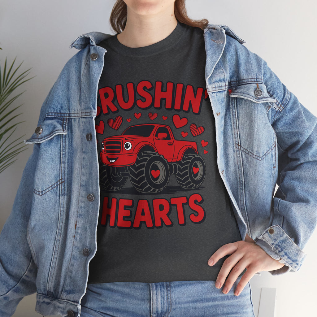 Crushin’ Hearts Valentine Monster Truck Unisex Cotton Tee
