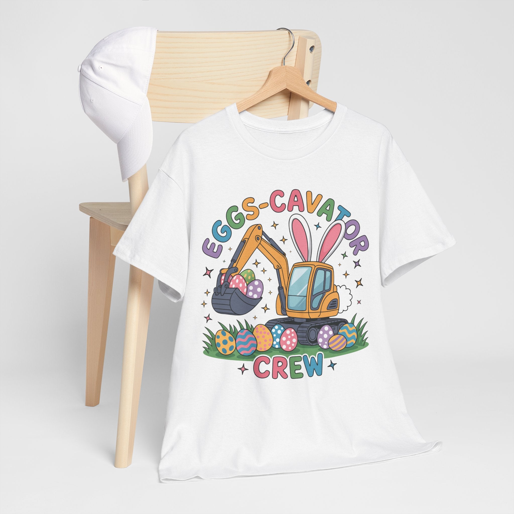Easter 'Eggs-cavator Crew' Kids Tee — Excavator Bunny & Eggs Unisex Cotton Tee